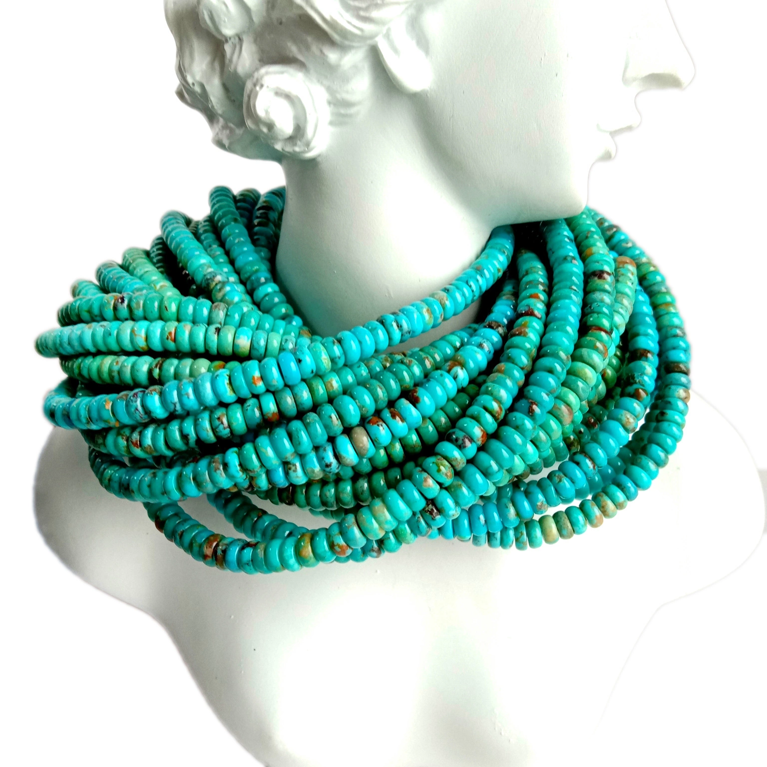 Ntuj Ntshiab Turquoise Arizona Kingman Turquoise Polished Smooth Rondelle Gemstone hlaws 1