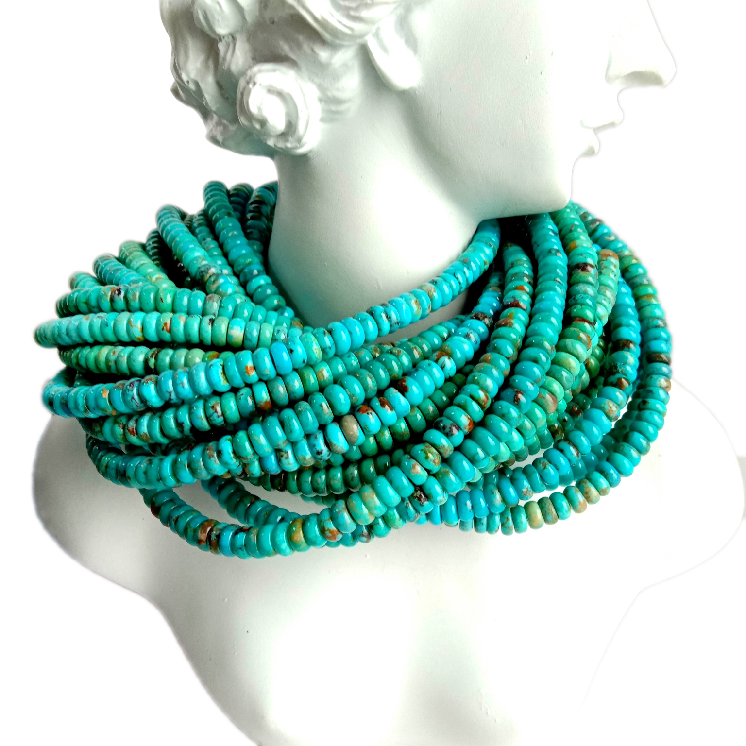 Байгалийн жинхэнэ оюу Аризона Кингман оюу өнгөлсөн гөлгөр Rondelle эрдэнийн бөмбөлгүүдийг 18