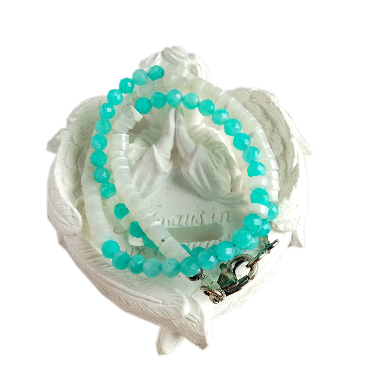 Накит од природен амазонит и џогер со скапоцен камен од 925 сребро 14