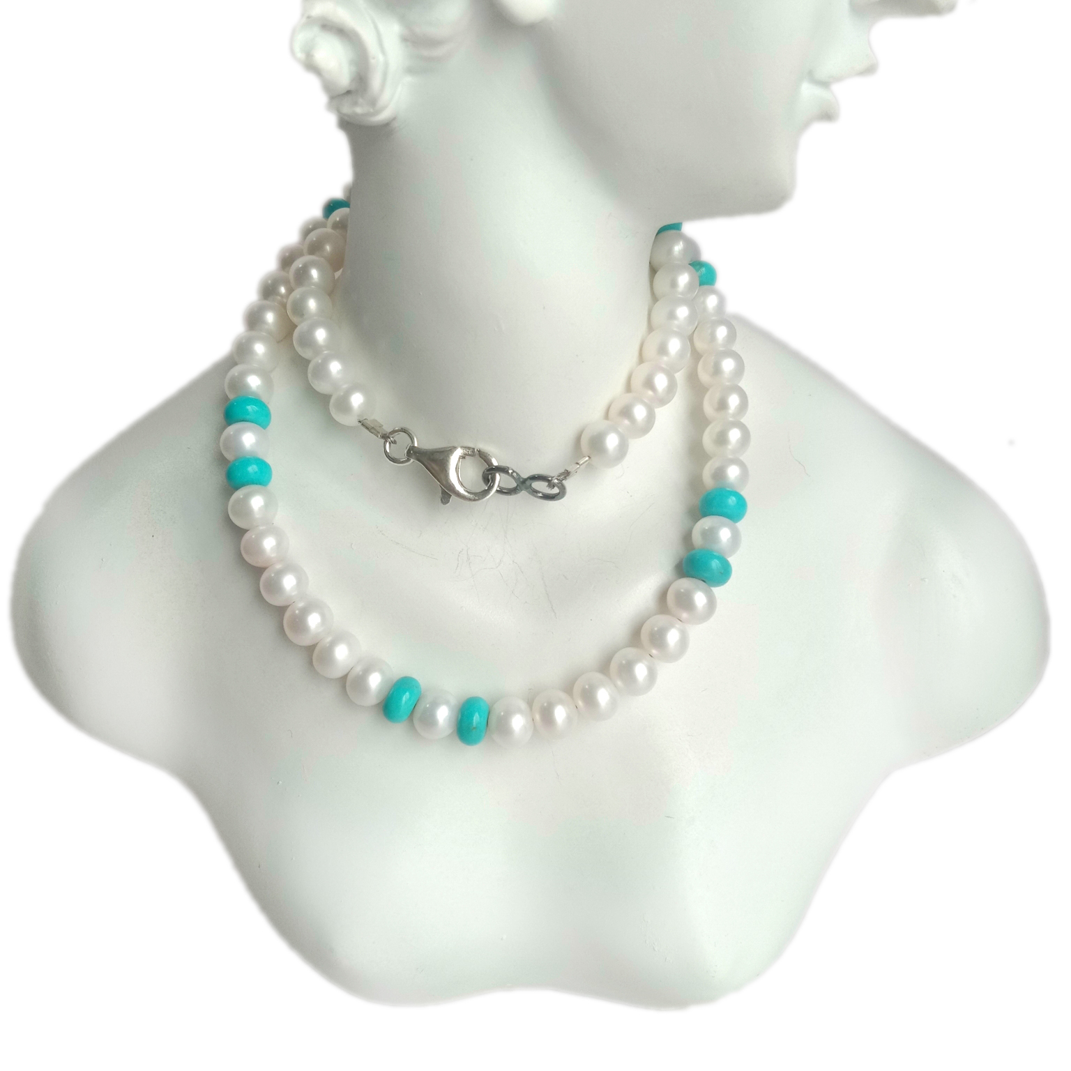 ನೈಜ ನೀಲಿ ವೈಡೂರ್ಯ ಮತ್ತು ಮುತ್ತಿನ ಹಾರ 925 ಸ್ಟರ್ಲಿಂಗ್ ಸಿಲ್ವರ್ ರತ್ನದ ಆಭರಣ ನೆಕ್ಲೇಸ್ 14