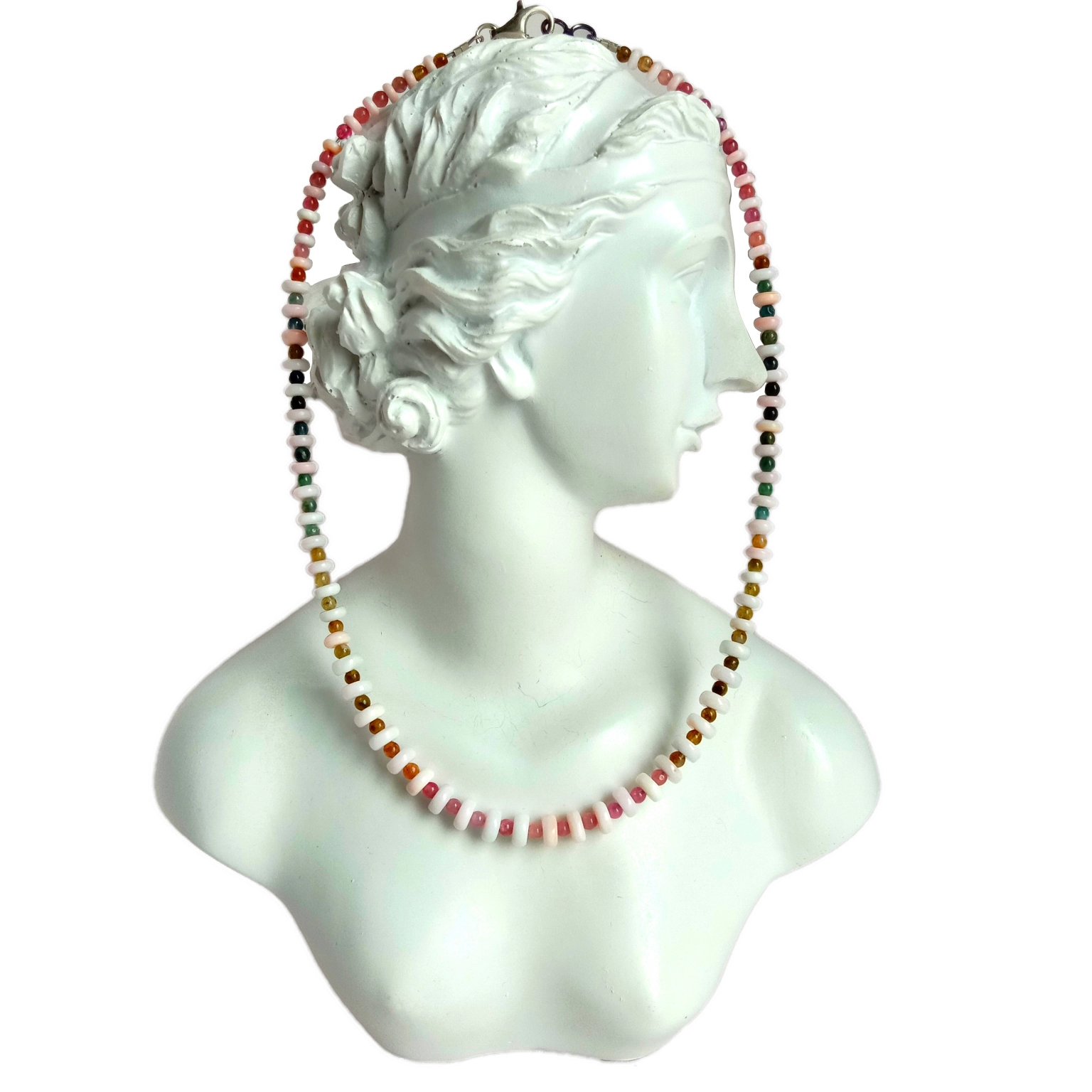 Eke mara mma gburugburu Tourmaline na shei oke osimiri pink 925 Sterling Silver necklace ezigbo ọmarịcha ọla 1