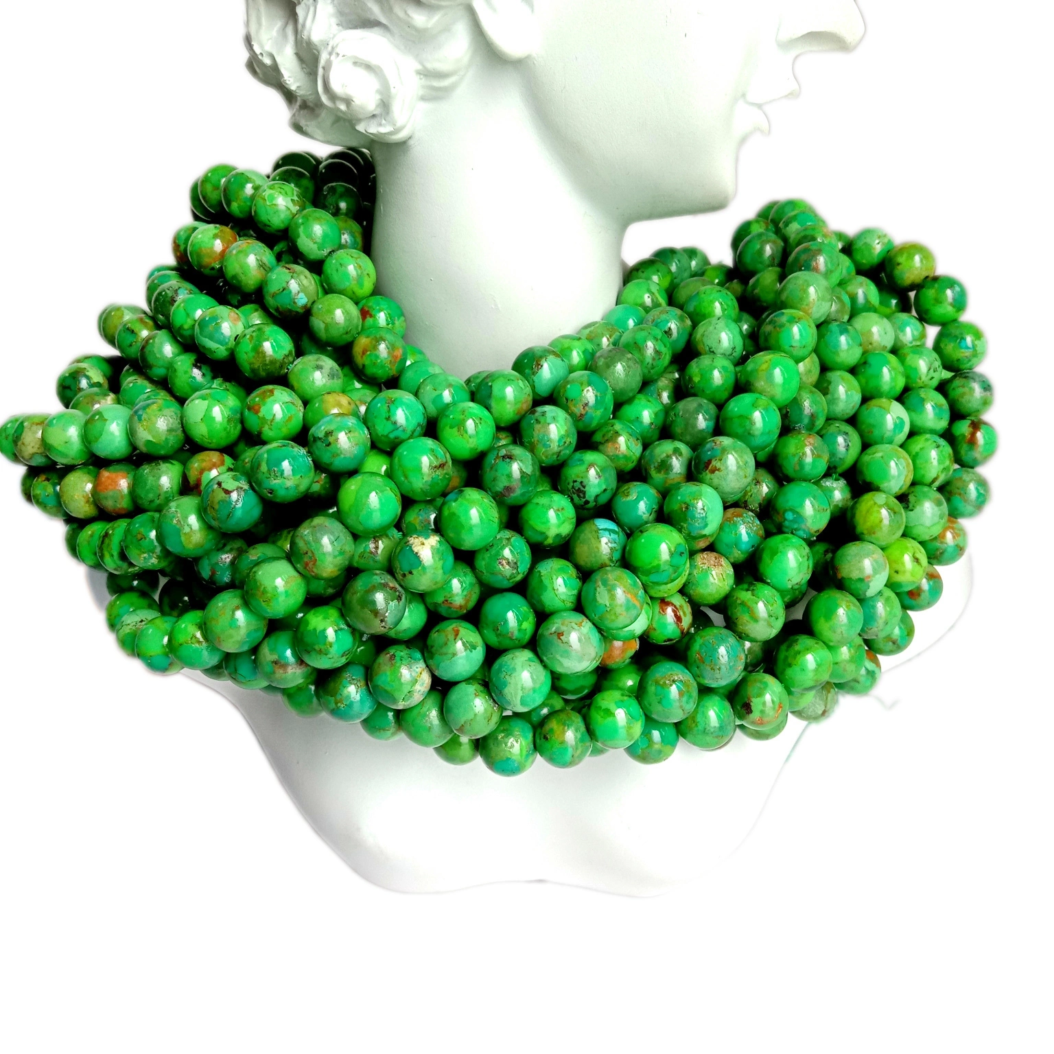 Natural nga berde nga turquoise nga kwintas 8mm nga bead necklace nga pahayag nga kwintas nga turquoise bead necklace kasal 1