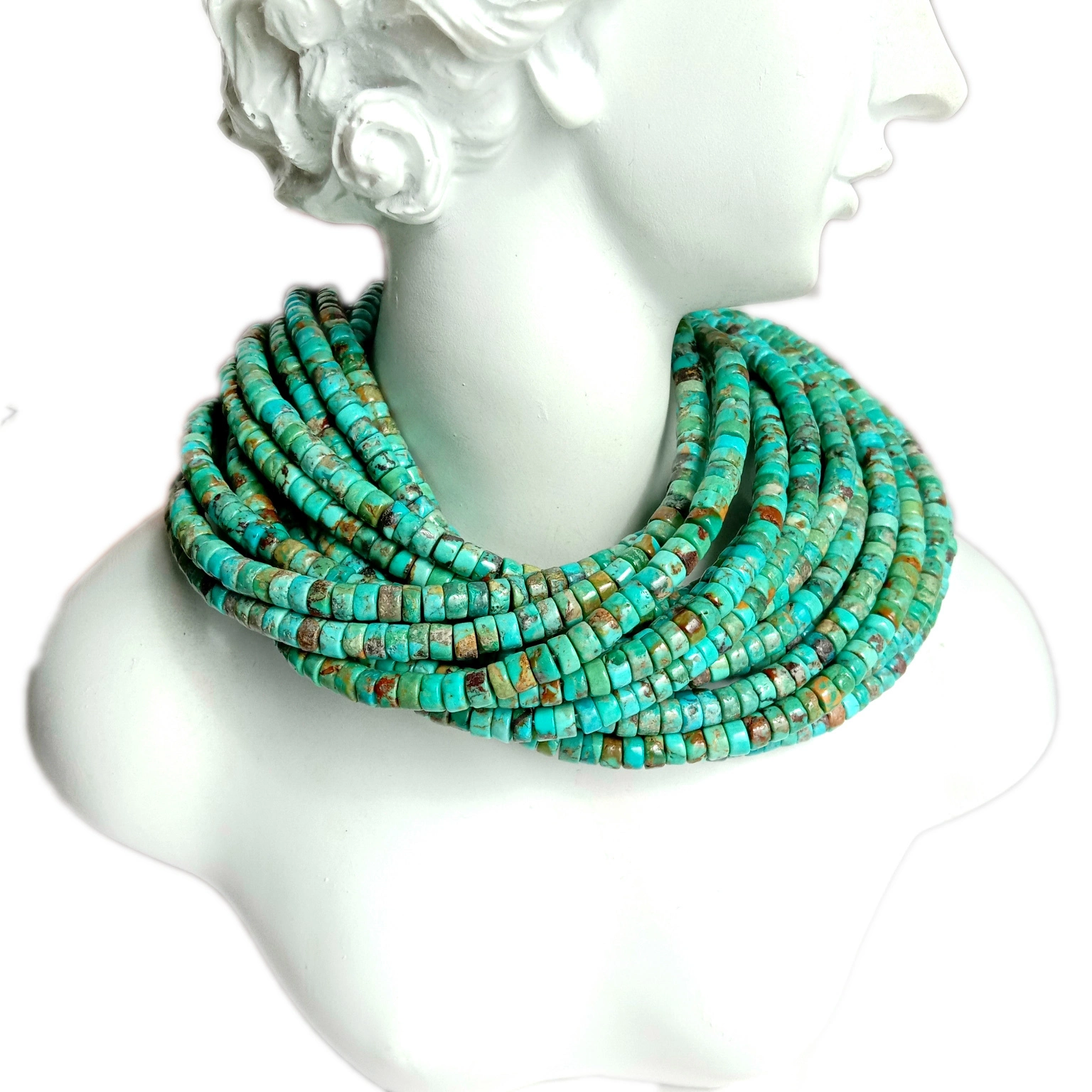 Ntuj 4 hli Turquoise heishi Sab saum toj Zoo Undyed Tseeb Strand Loose Bead Jewelry Making 1