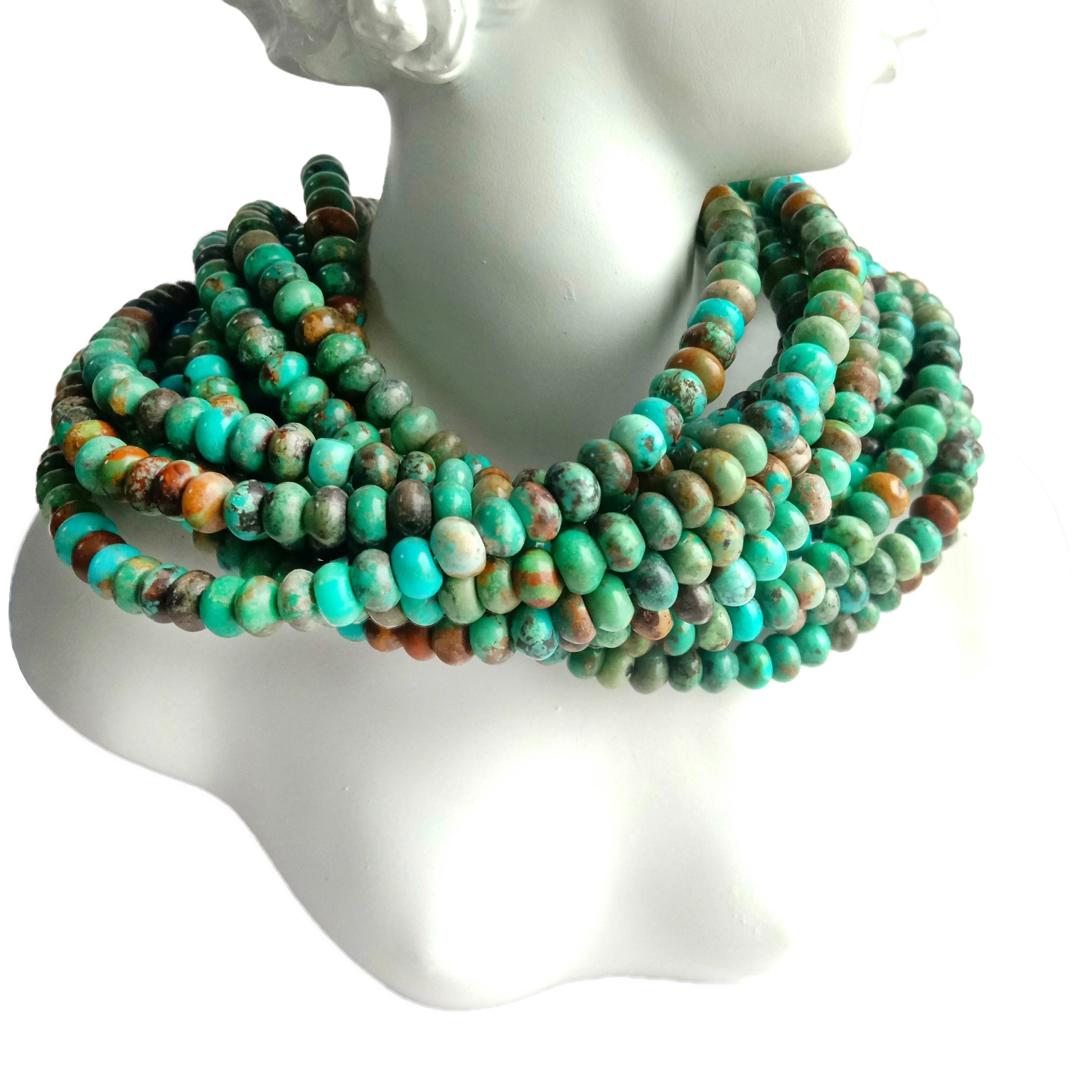Ntuj Kingman Turquoise 6mm Rondelle Beads 16 nti Strand Muag los ntawm Strand 1