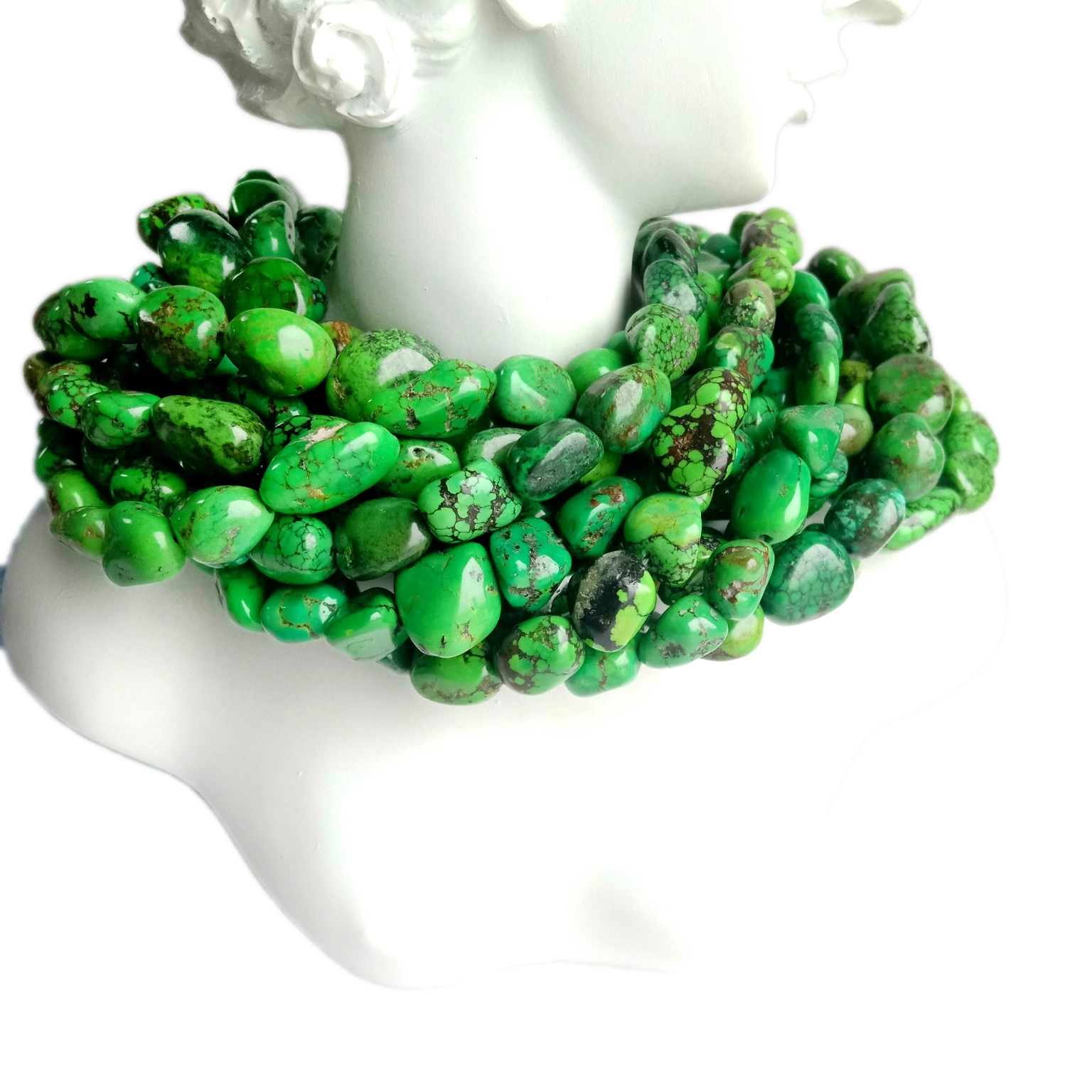 Mohave Green Turquoise የኑግ አሪዞና ቱርኩይዝ ዶቃዎች 1 ፈትል ተፈጥሯዊ 1