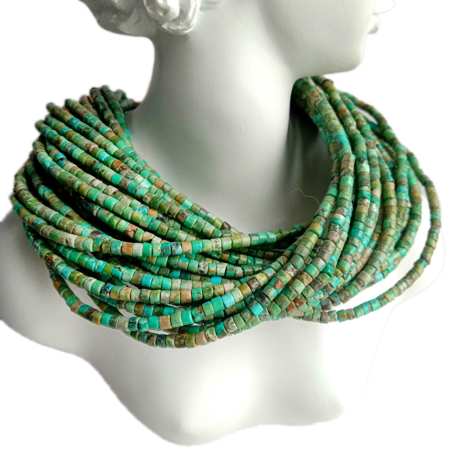 Natirèl otantik turkwaz Arizona Kingman turkwaz poli lis Rondelle disk pèl pyè presye 18