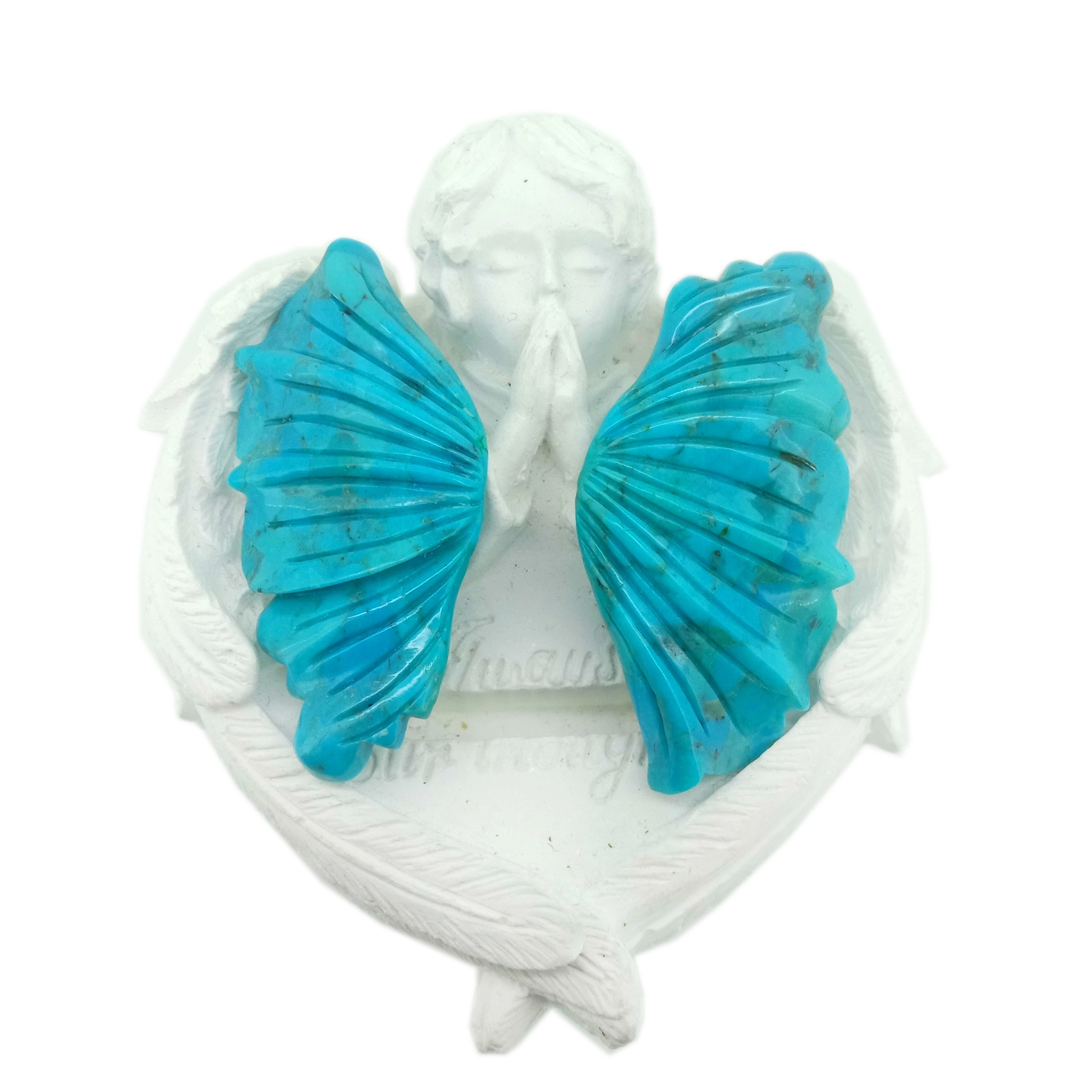 Turquoise Gemstone Carved Angel Wing Beads BULK ntau 1