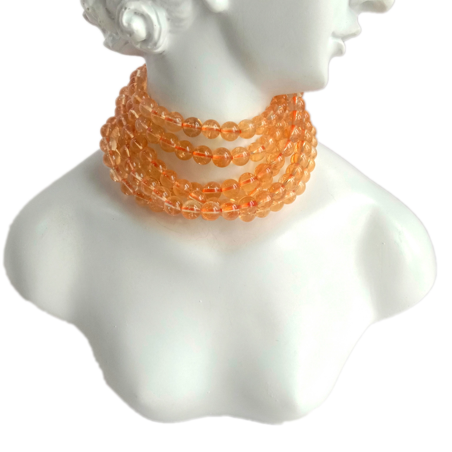 Sarı Citrine Muncuq Təbii Gemstone Dəyirmi Boş 6mm 16inch Strand 1