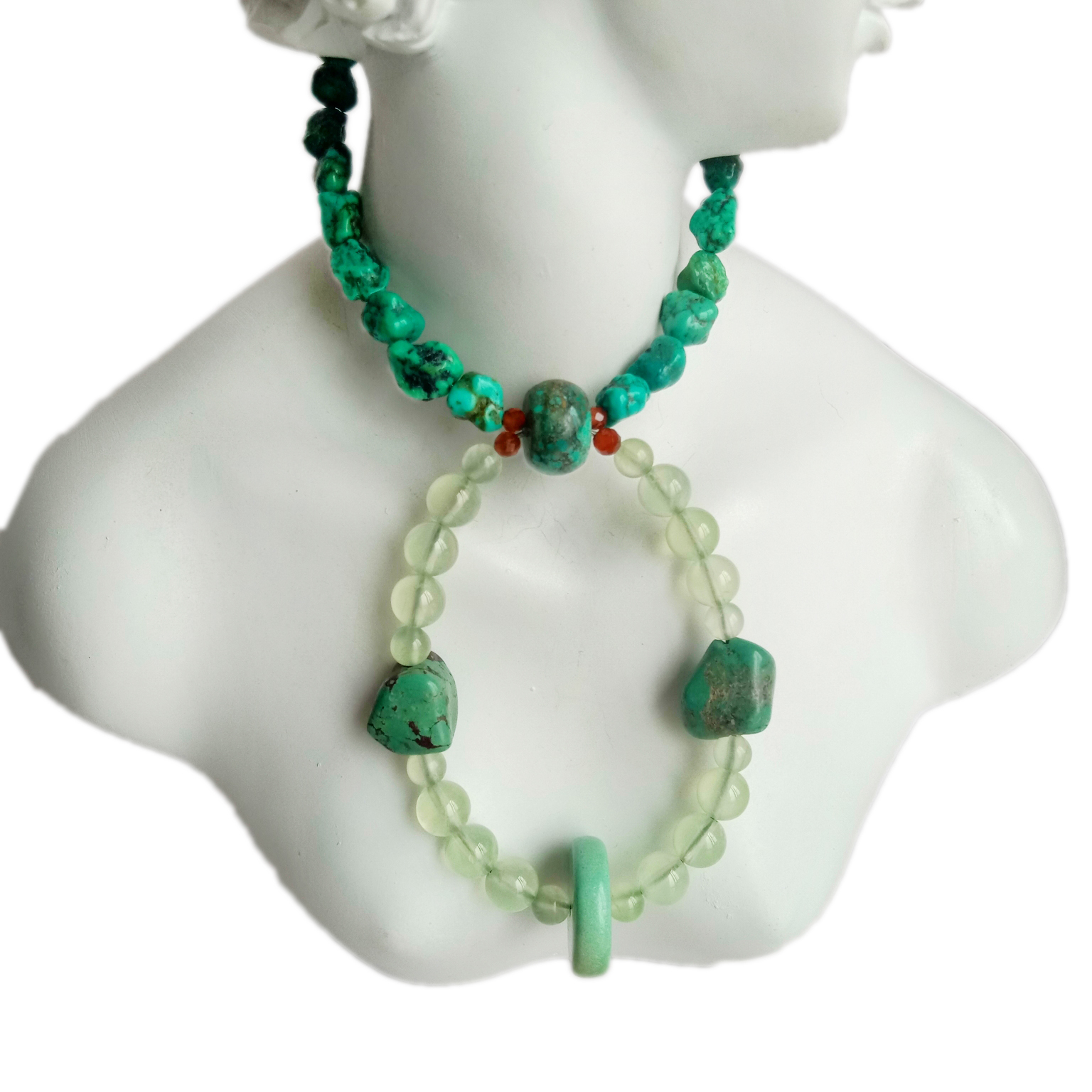 Natural Turquoise na Prehnite 925 Sterling Silver ejiri aka mee Gemstone olu 15