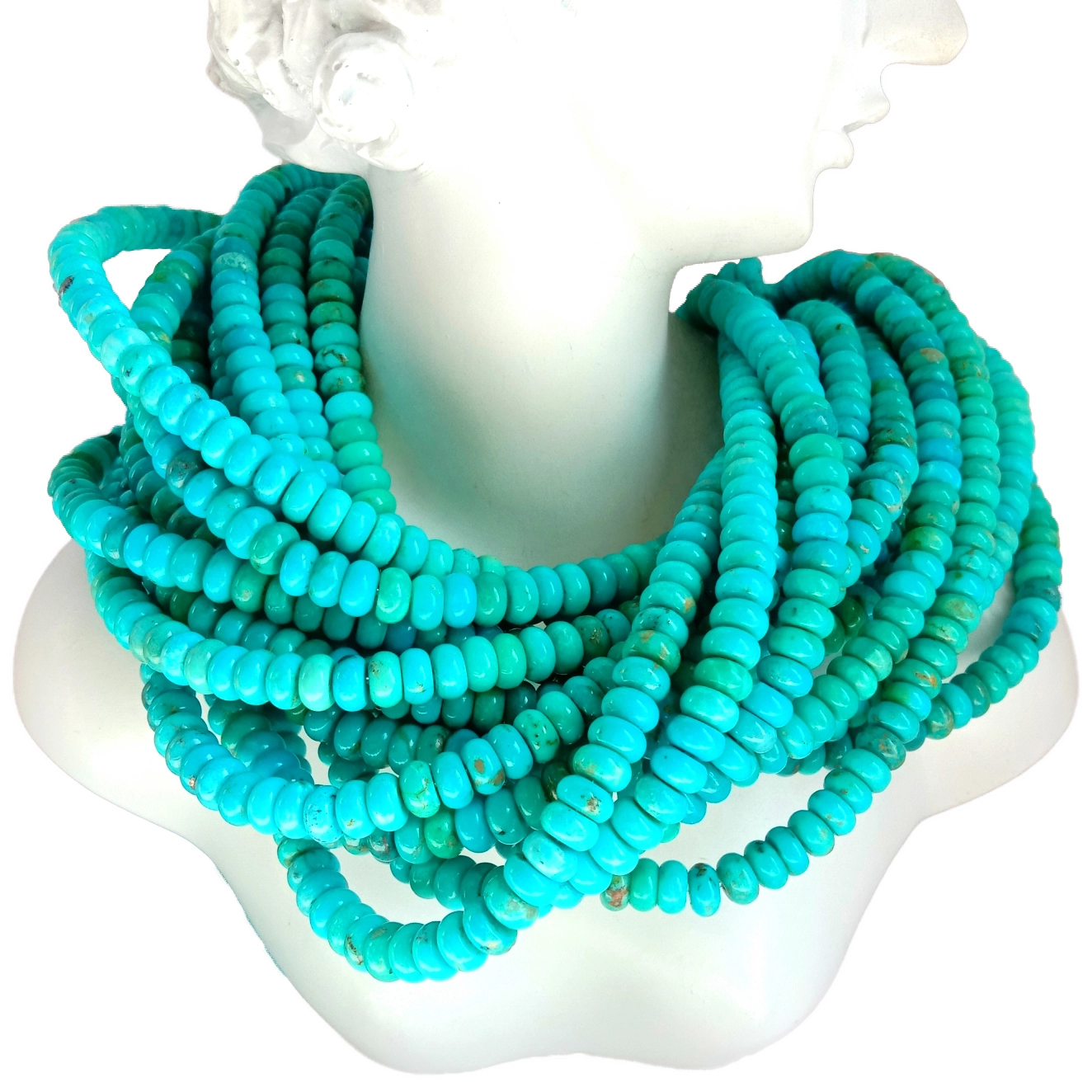 Ntuj Arizona 6mm Turquoise Rondelle Beads 3A xiav Turquoise 1