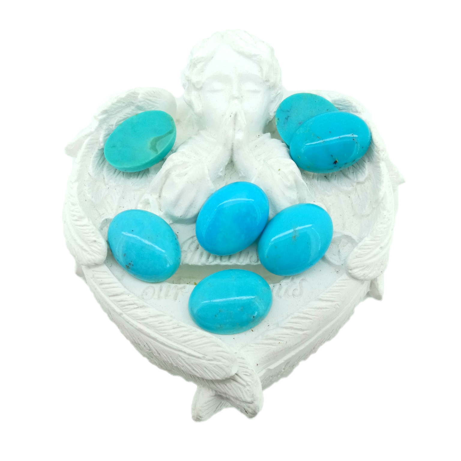 Rangi ya Bluu Asili ya Rangi ya Mviringo yenye Umbo la Turquoise Iliyokatwa Jiwe la Vito Lisilochochewa na Rangi ya Samawati ya Turquoise Kwa Bangili ya Pete 15