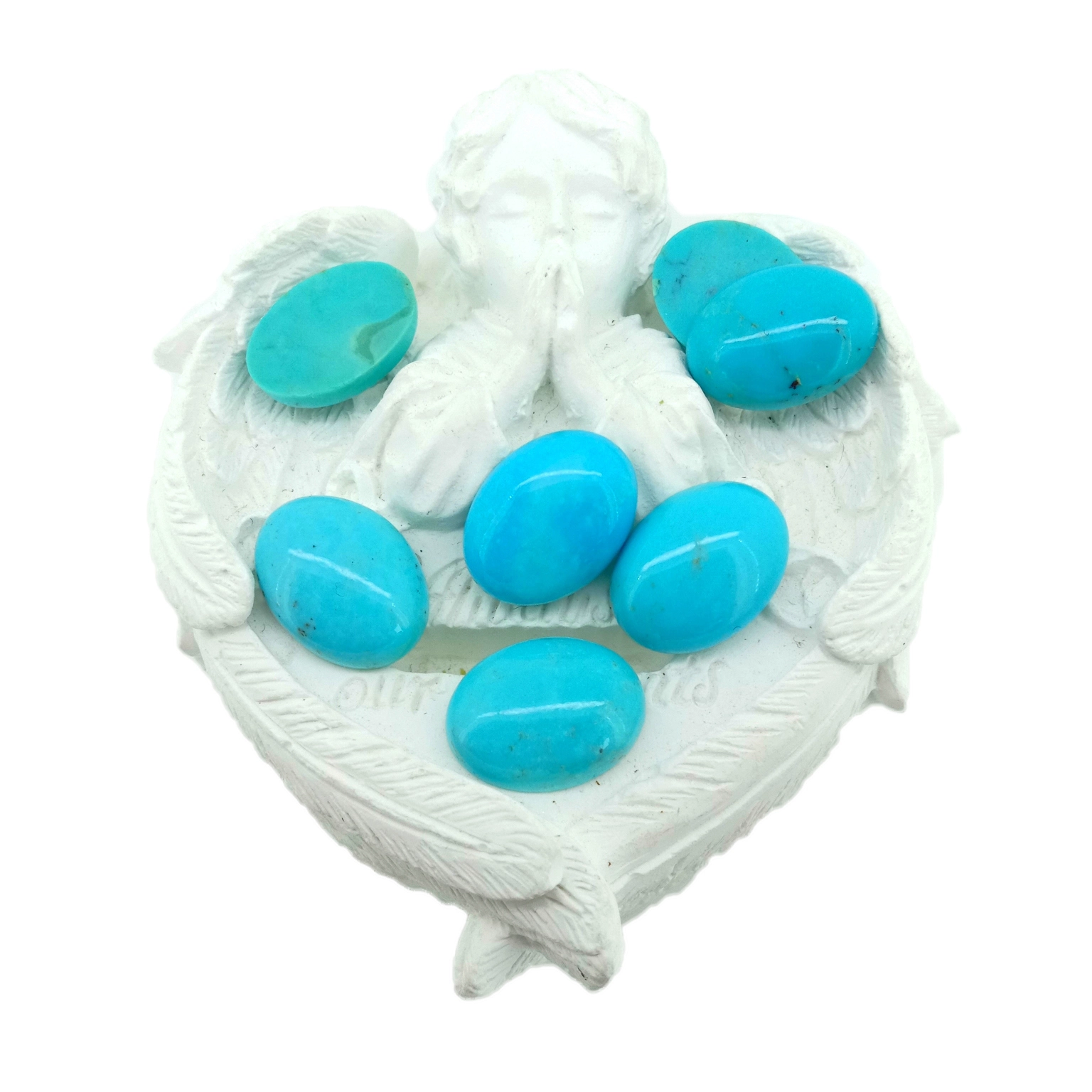 Agba Blue eke Oval nwere ọdịdị Turquoise Bee nkume nkume a na-ekpoghị ọkụ na-acha anụnụ anụnụ na-adịghị agwọ ya maka mgbaaka mgbanaka 1
