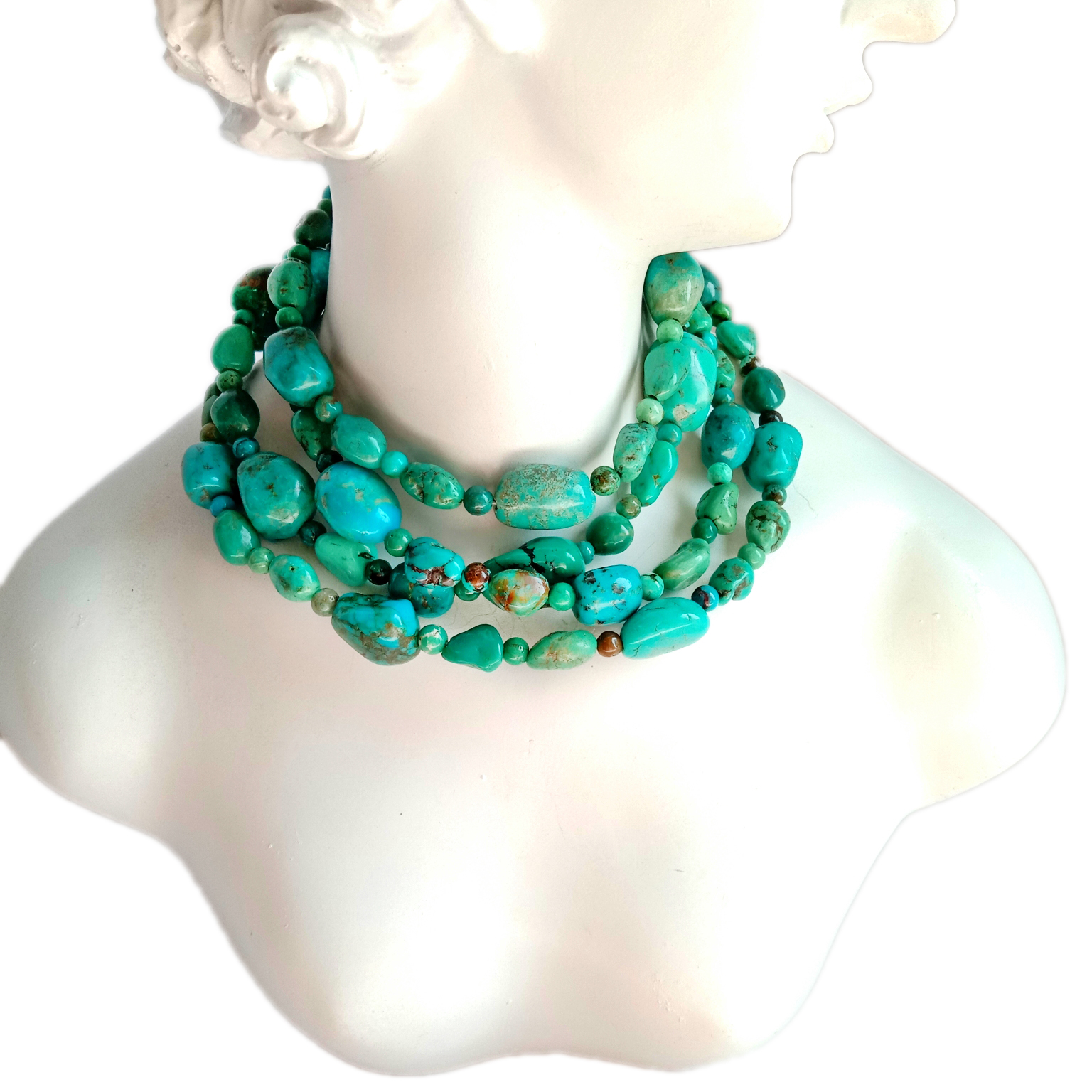 Turquoise beadd necklace dị mma gburugburu bead olu Arizona 18 inch turquoise olu olu. 15