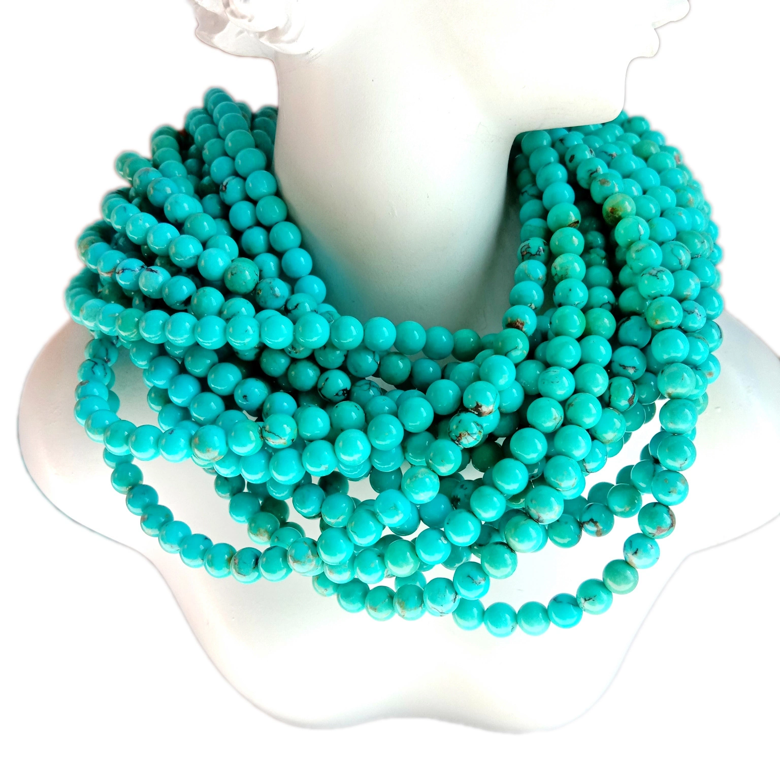 Grade Genuine South Western Turquoise 5mm Smooth Round Beads Ship gikan sa USA Dec Birthstone 1