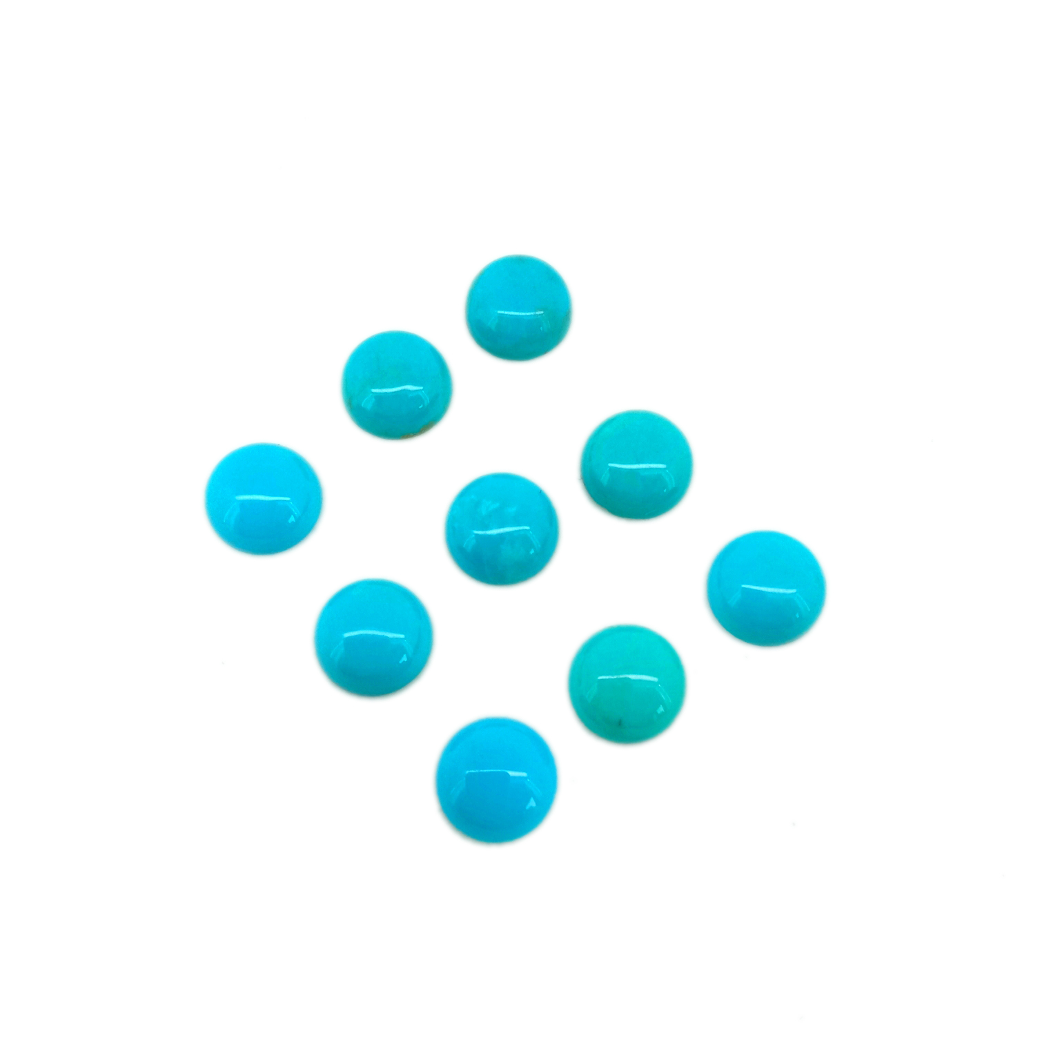 Launi mai launin shuɗi 8mm Turquoise Cabochons Gemstone Smooth Flat Back Oval cabs Cabochons Lot don yin kayan ado 15