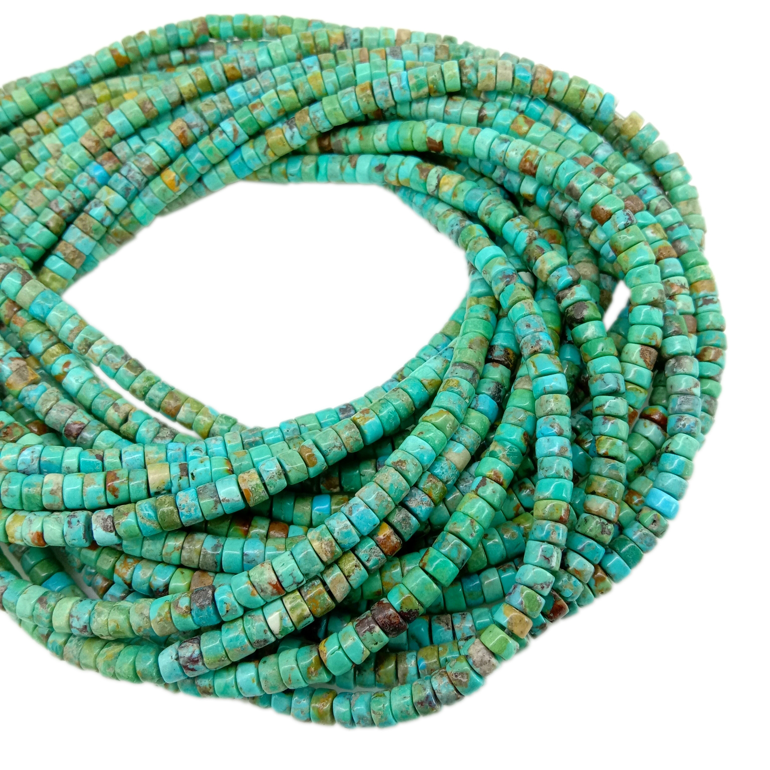 Otantik 4mm turkwaz Heishi pèl pyè presye pèl bijou fè founiti te fè nan USA 18