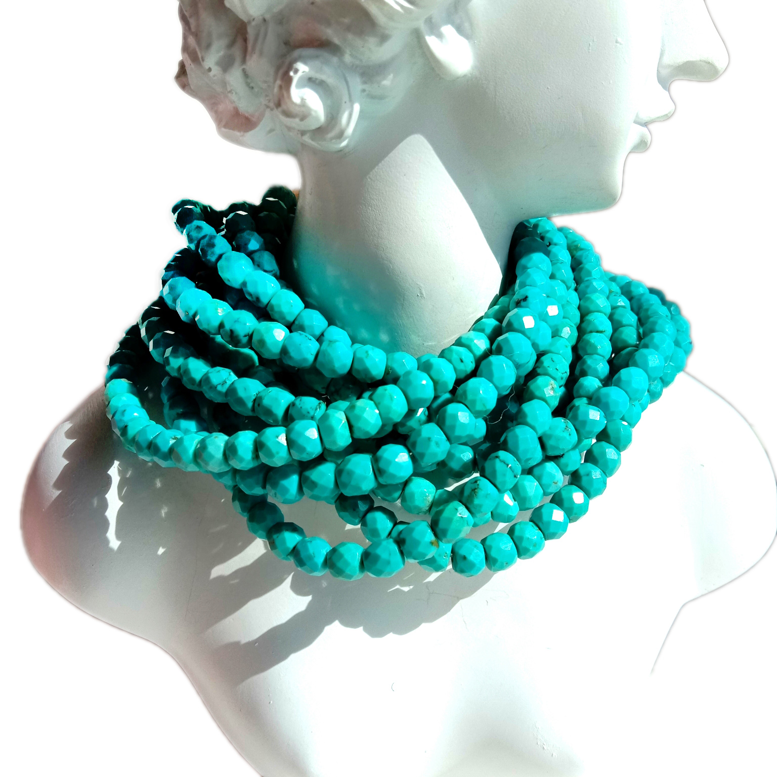 Grìogagan Turquoise le aghaidh de chàileachd àrd ann an grìogagan gemstone càileachd 6mm 3A 18