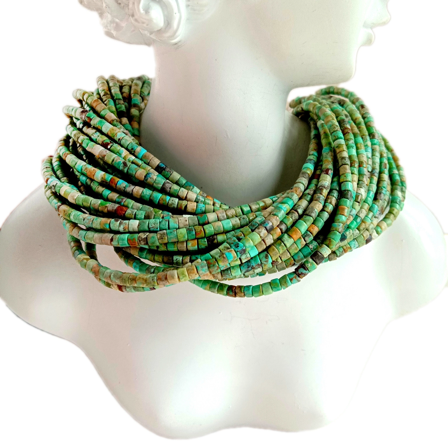 Adayeba 1 strand3mm Iwọn Turquoise Awọn ilẹkẹ Strands Tube Apẹrẹ Jewelry Ipese, Beading 1