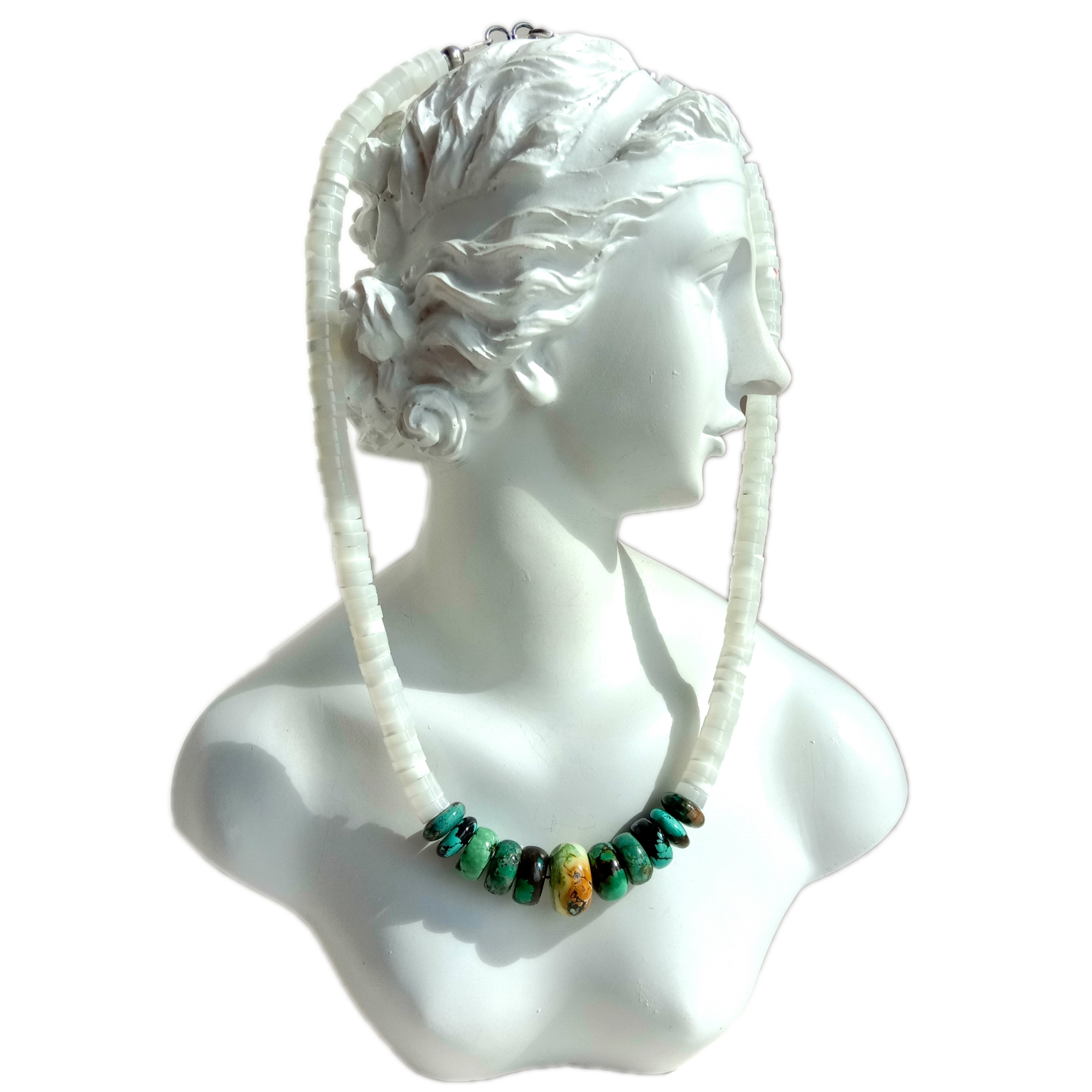 Təbii firuzə və ağ MOP 925 əyar gümüş boyunbağı firuzəyi zərgərlik uşaq zərgərlik 15