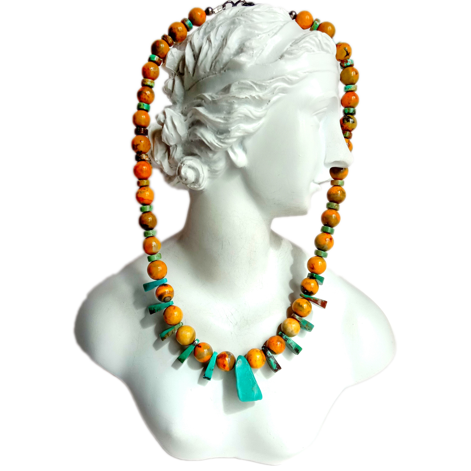 Prirodna tirkizna i bumbar ogrlica od 925 Sterling Silver Poklon za ženu 15