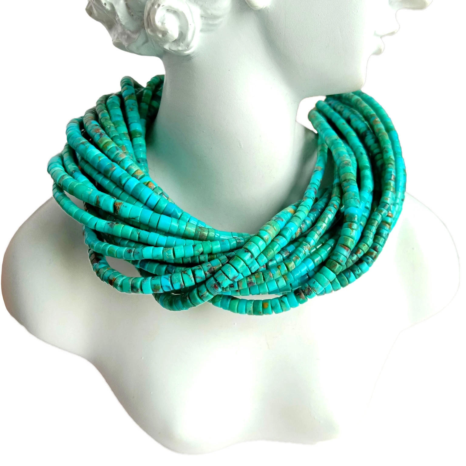 N'ogbe100% Natural Turquoise Heishi Disc Beads Gemstone 16inch Strand 3mm Nkume dị mma dị mma 1