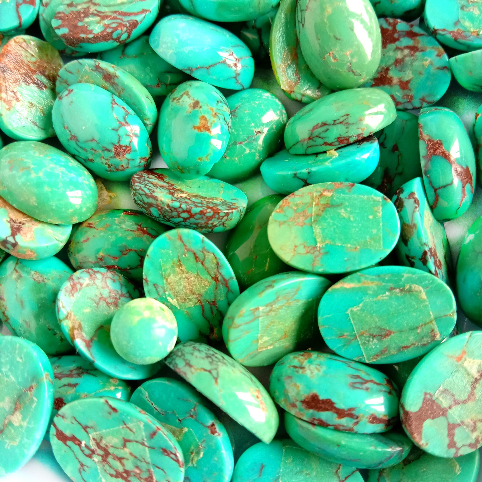 Fa'atau A'oa'o Fa'alenatura Kingman Arizona American Turquoise 10*14mm Oval Shape Cabochon Gemstone Turquoise Cabs 15