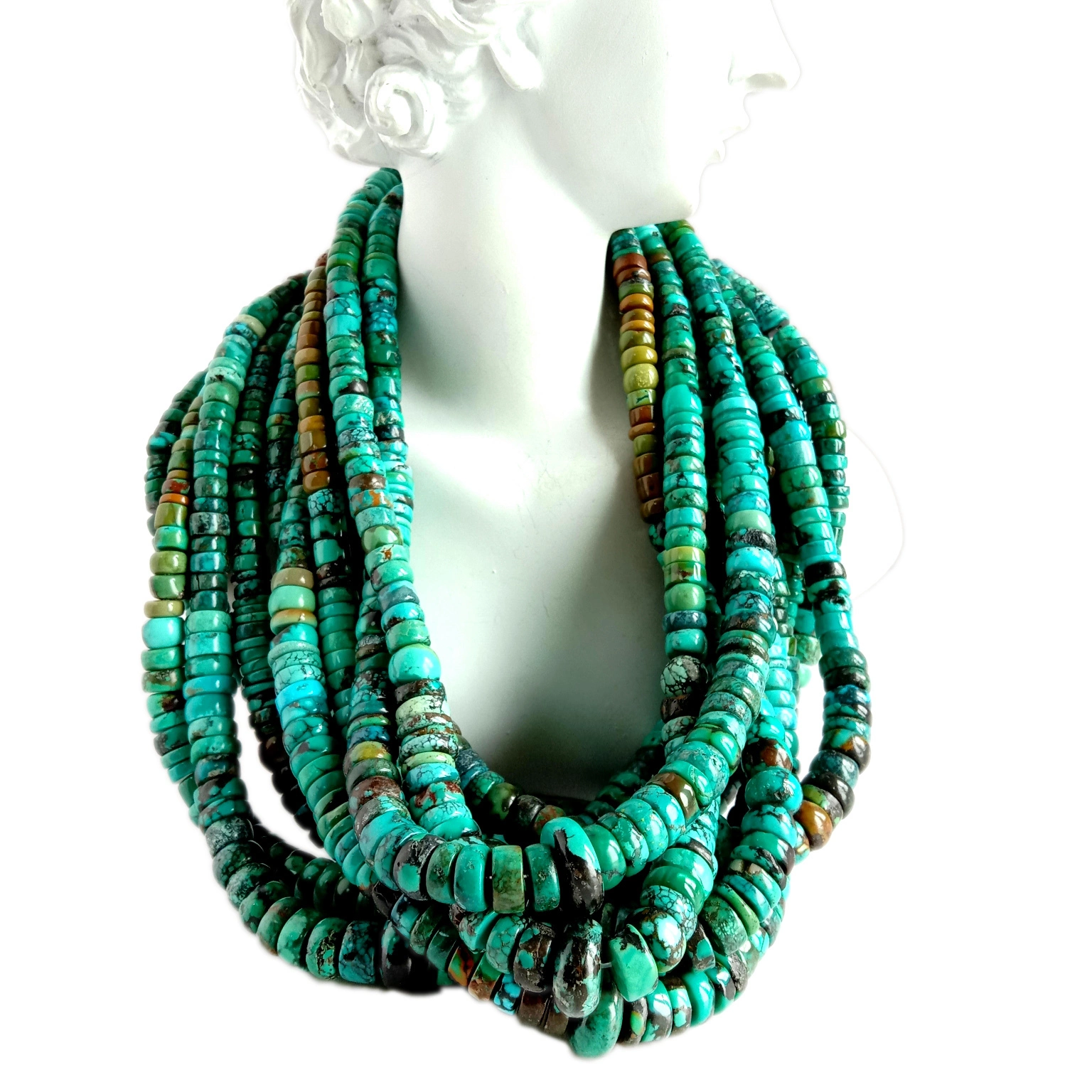 100% Natural Rare Matrix Tibet blue Turquoise Gemstone Beads Turquoise Donut Rondelle Beads 1
