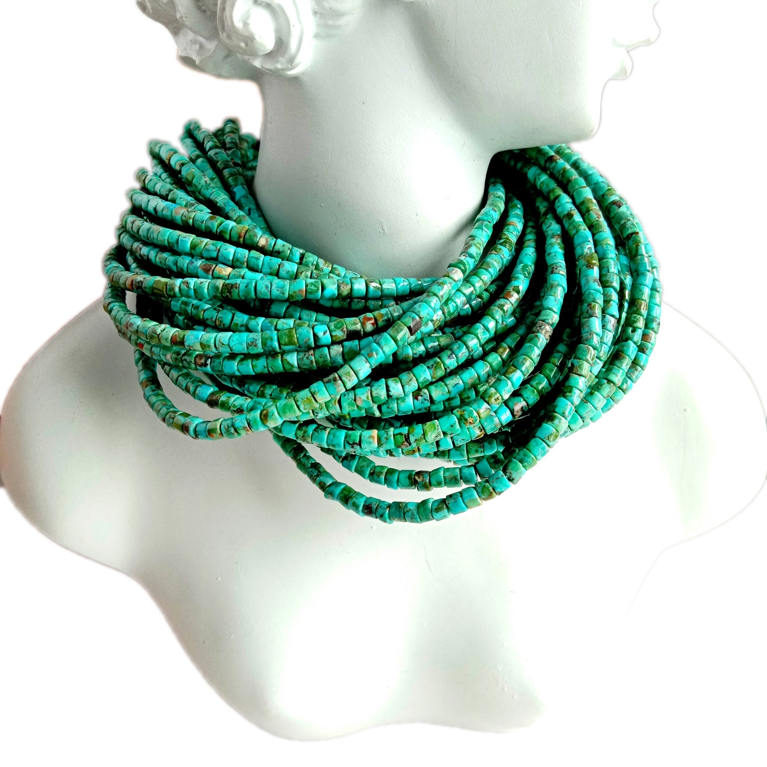 N'ogbe100% Natural 3mm Aqua blue Turquoise Heishi Beads Wheel Mpekere Beads Maka Ime ọla 1