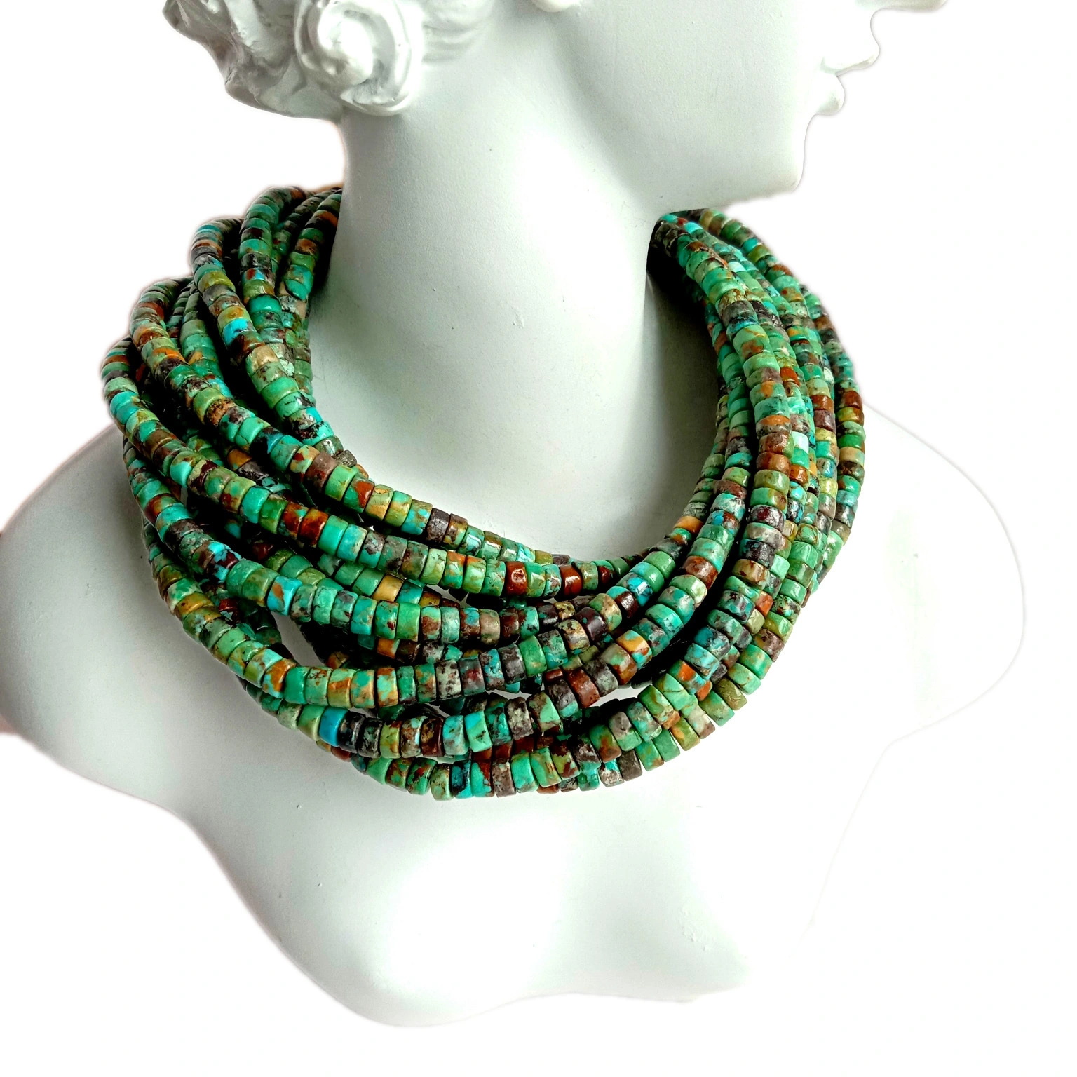 100% Natural 4mm turquoise heishi bead necklace ejiri aka mee na USA 1