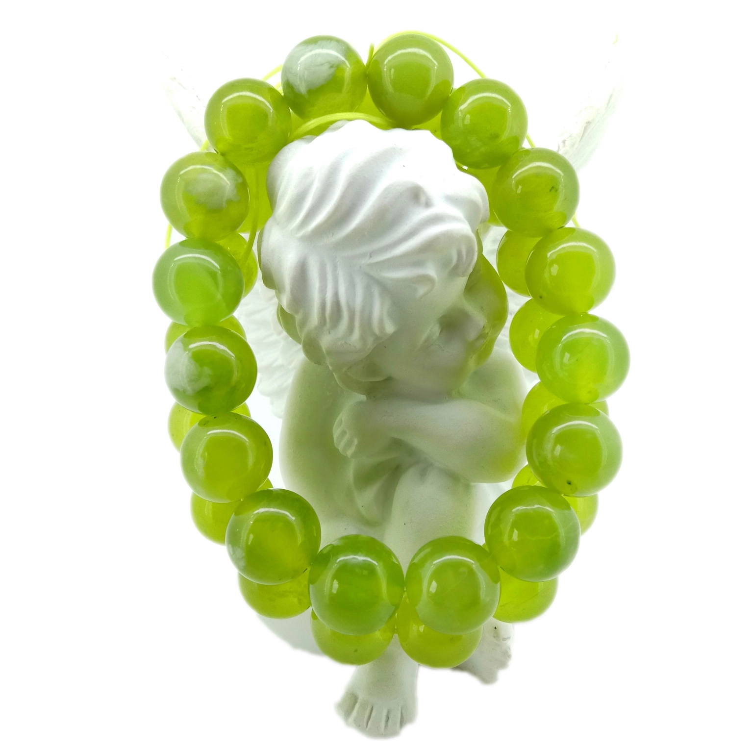 TƏBİİ 11 mm yaşıl prehnit muncuq hamar dəyirmi 7,5 düymlük Strand Gemstone Muncuqlar 1