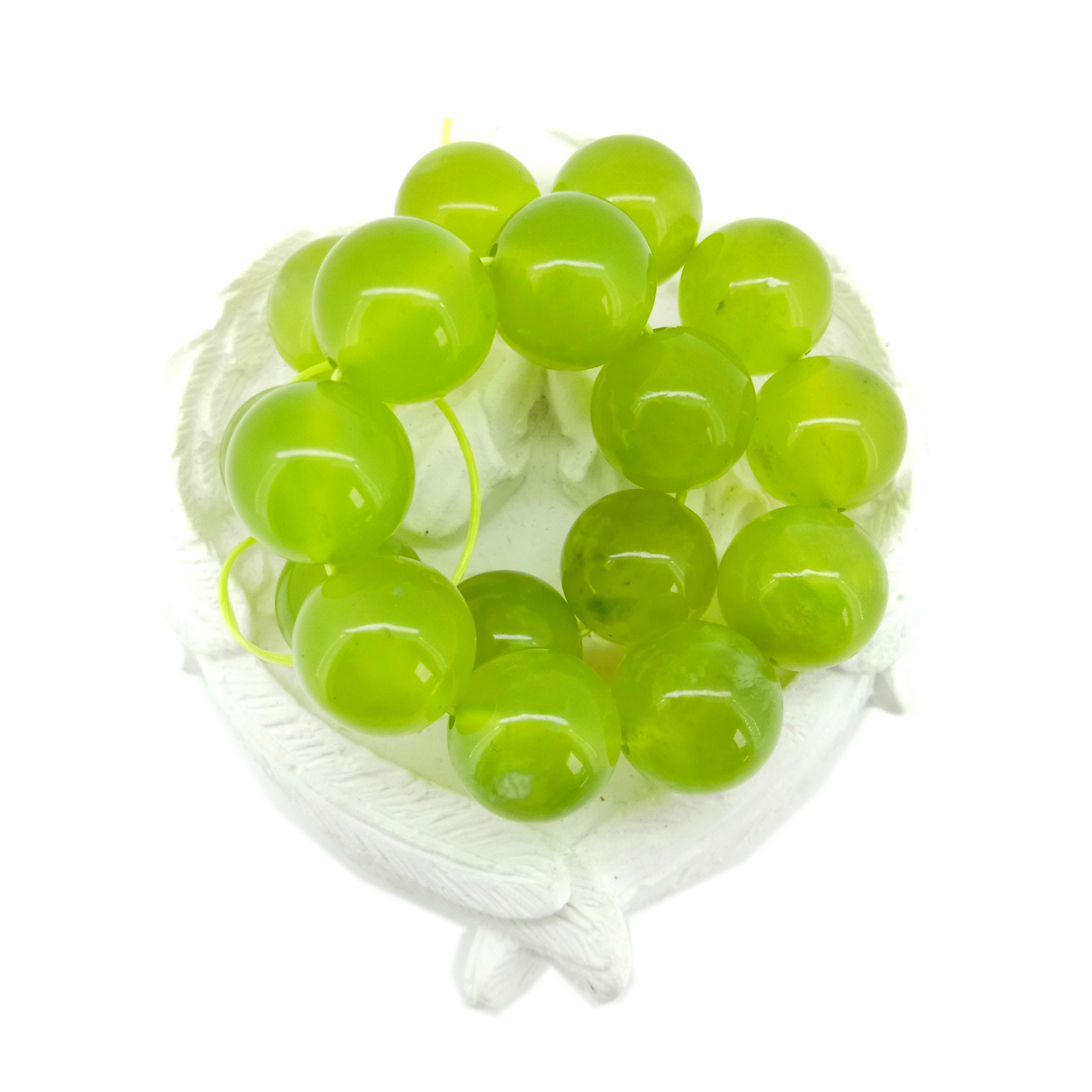 નેચરલ 11 મીમી લીલા પ્રીહનાઈટ બીડ્સ સ્મૂથ રાઉન્ડ 7.5 ઈંચ સ્ટ્રાન્ડ જેમસ્ટોન બીડ્સ 14