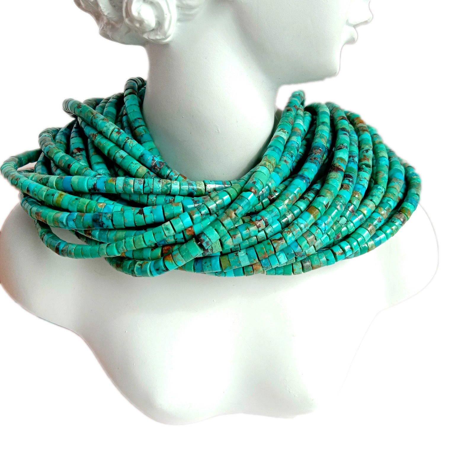Acha anụnụ anụnụ Turquoise Heishi Wheel Mpekere beads 4.5mm maka ọla na-eme ka ọ bụrụ ihe ịchọ mma Turquoise. 1