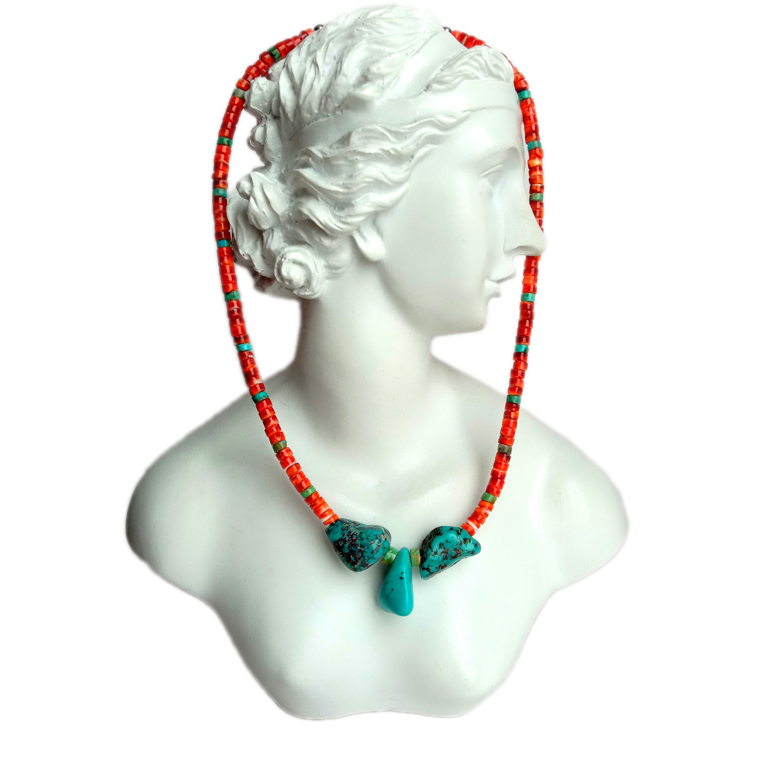 Turquoise eke na spiny oyster 925 Sterling olu ọla ọcha Onyinye ejiri aka mee maka nwanyị 15