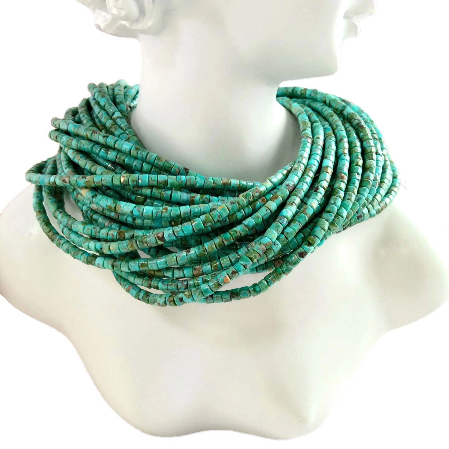 N'ogbe 3mm Ezigbo Turquoise Gemstone Grade Blue Round Tube Heishi Loose Beads 16 inch Full Strand 1