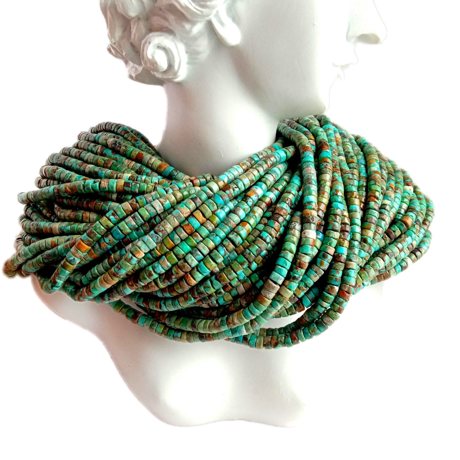 Natural 4mm Turquoise Heishi Beads Kingman Beads Turquoise Howlite Heishi 18