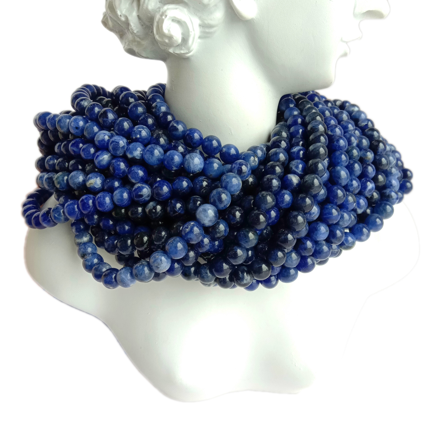 Prirodni plavi sodalit, okrugle perle od 6 mm, perle od dragog kamenja u nizu od 16 inča 14