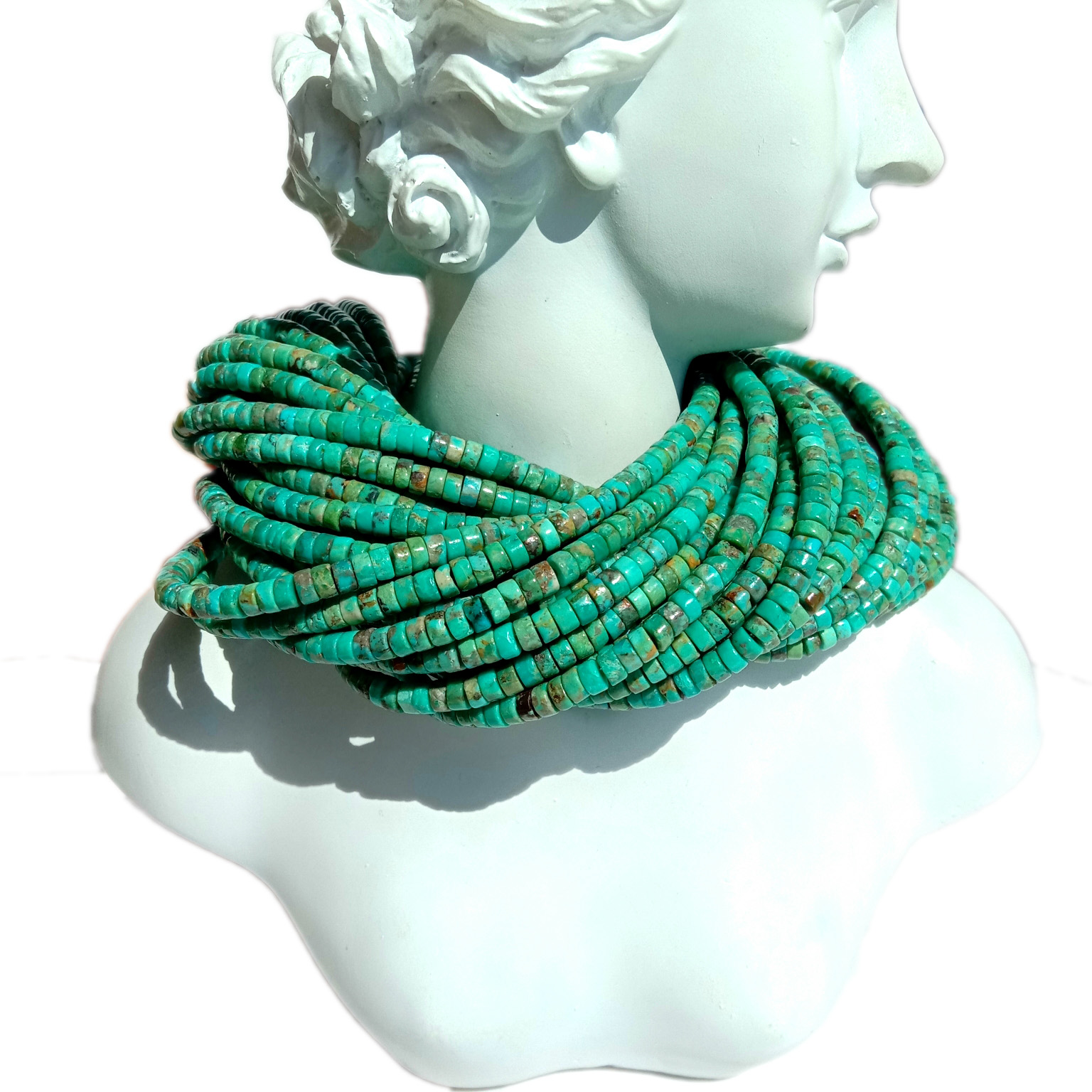 Природни тиркизни мониста Хеиши 4мм Монистра од скапоцени камења Тиркизни разделници 18