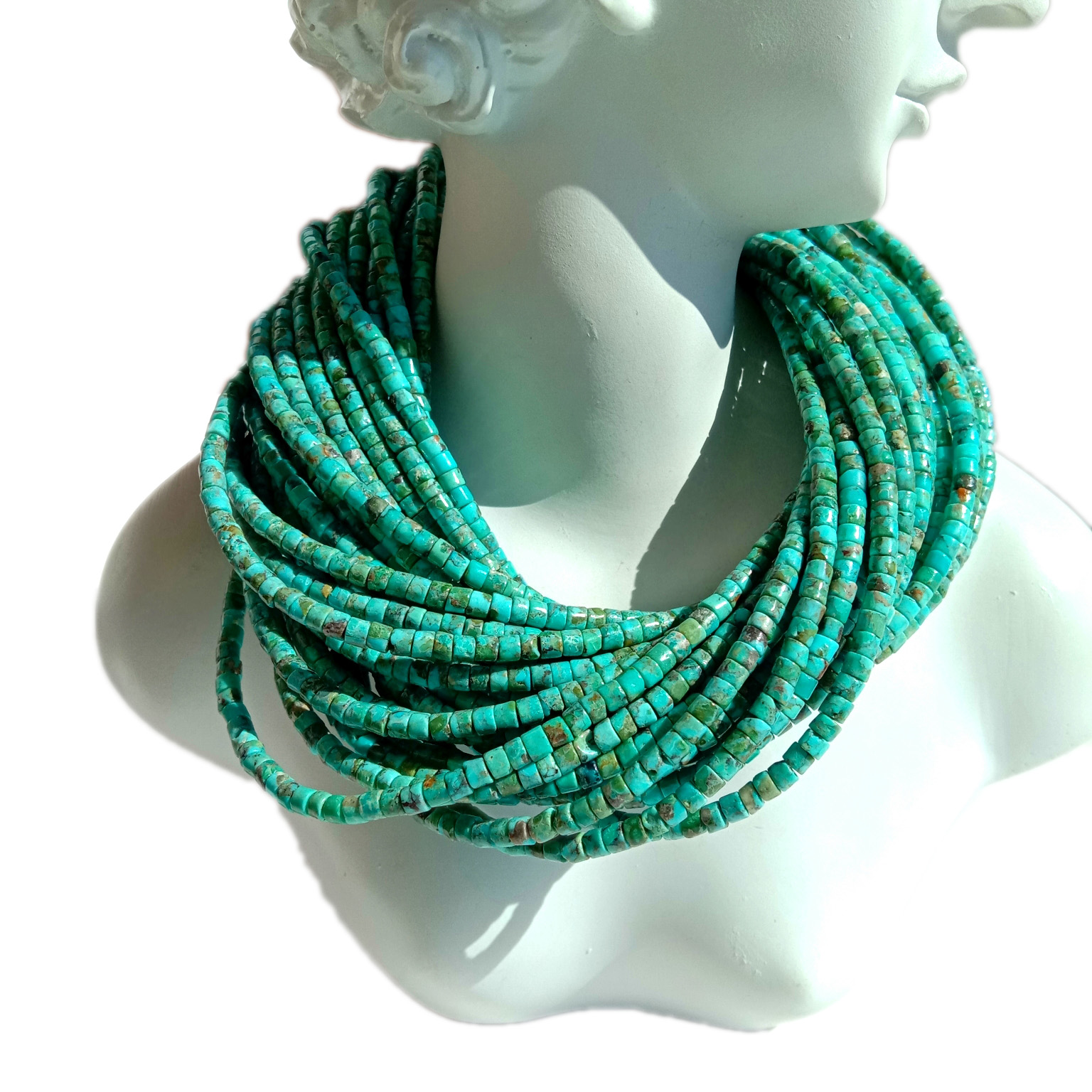 Природен Kingman тиркиз 3 мм сини рустикален Heishi Beads Вкусен елегантен подарок за него 18