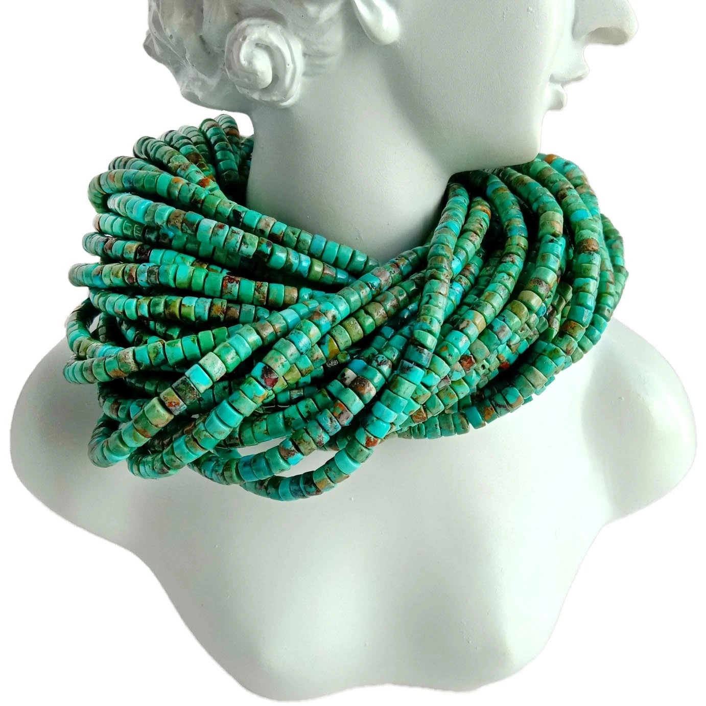 Natural 4mm Heishi Turquoise Anklet Ezigbo Turquoise Blue Bead 4mm Akwa Turquoise ọla 1