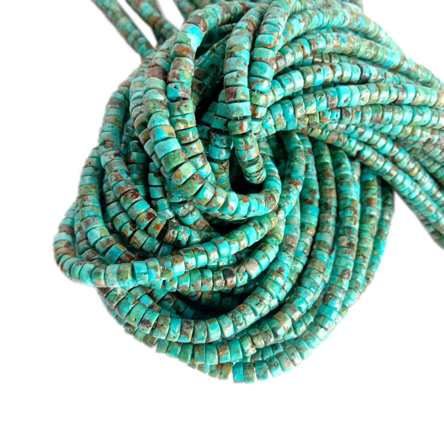 Útskrifuð Túrkís heishi Hálsmen Navajo Heishi Perla 16 tommu 18