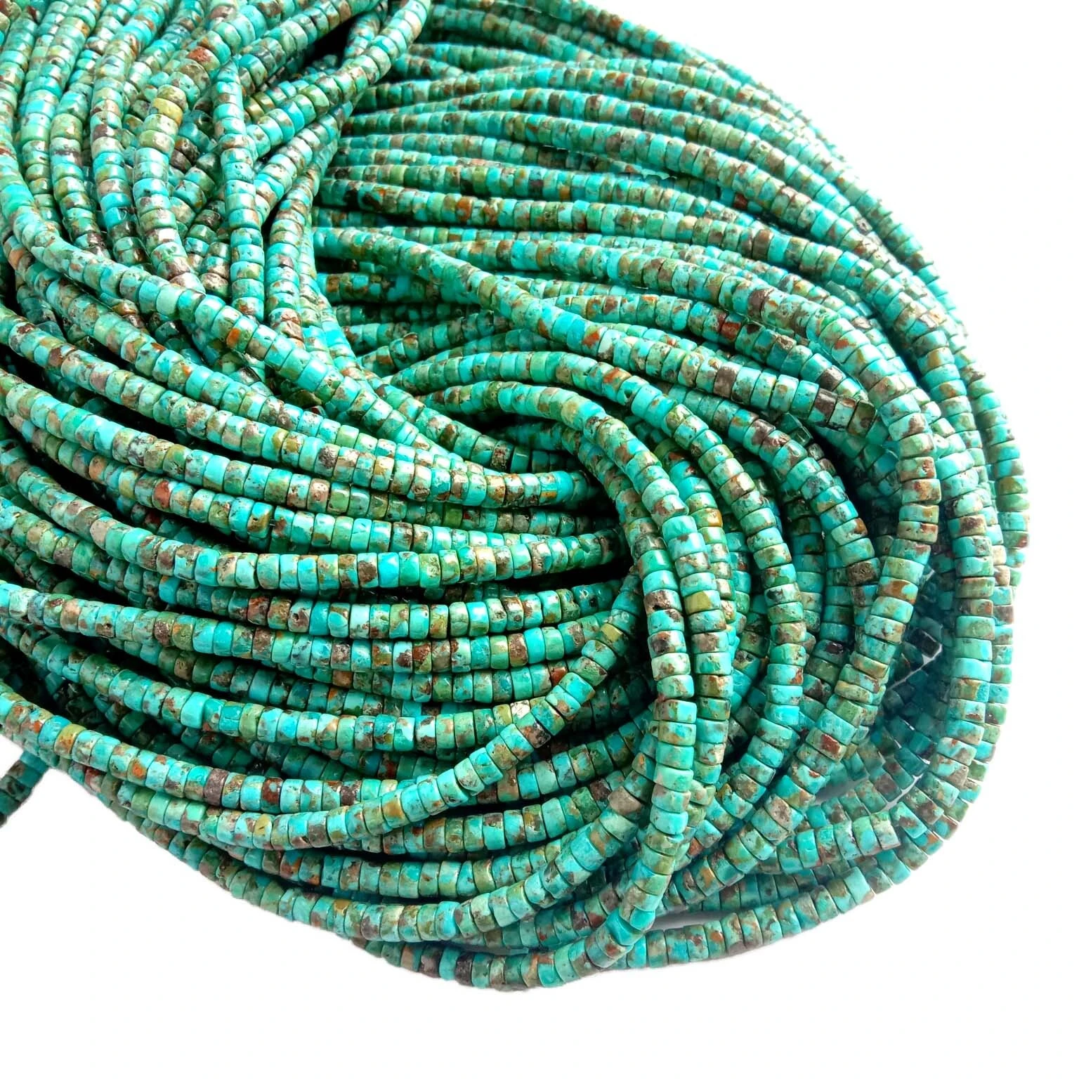 Turquoise Heishi Beads 4mm Blue Gemstone 16inch Strand Natural Shell Sefaha sa Heishi 1