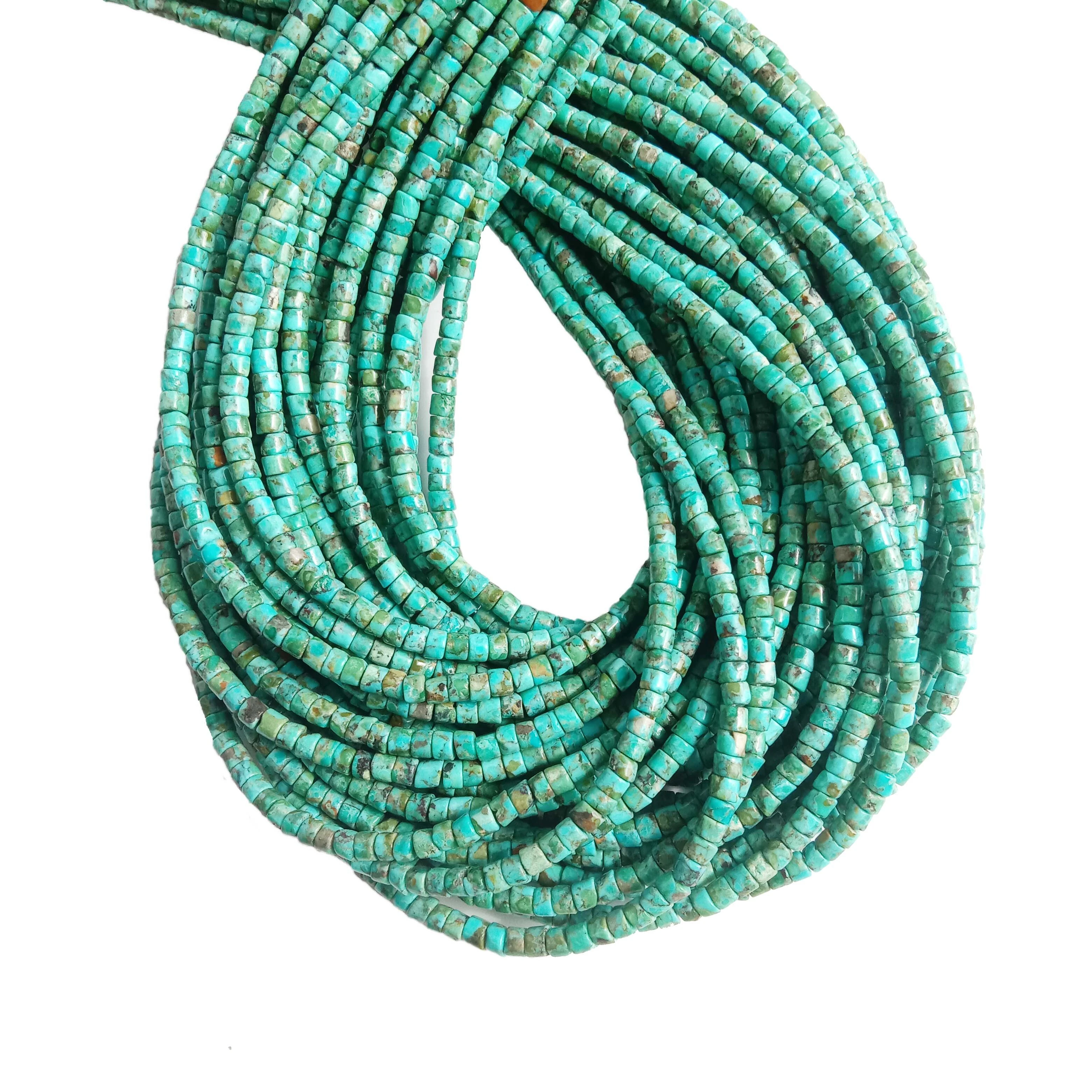 Navajo ea Tlhaho e Entsoe Sefaha sa 'Nete sa Heishi Turquoise 1