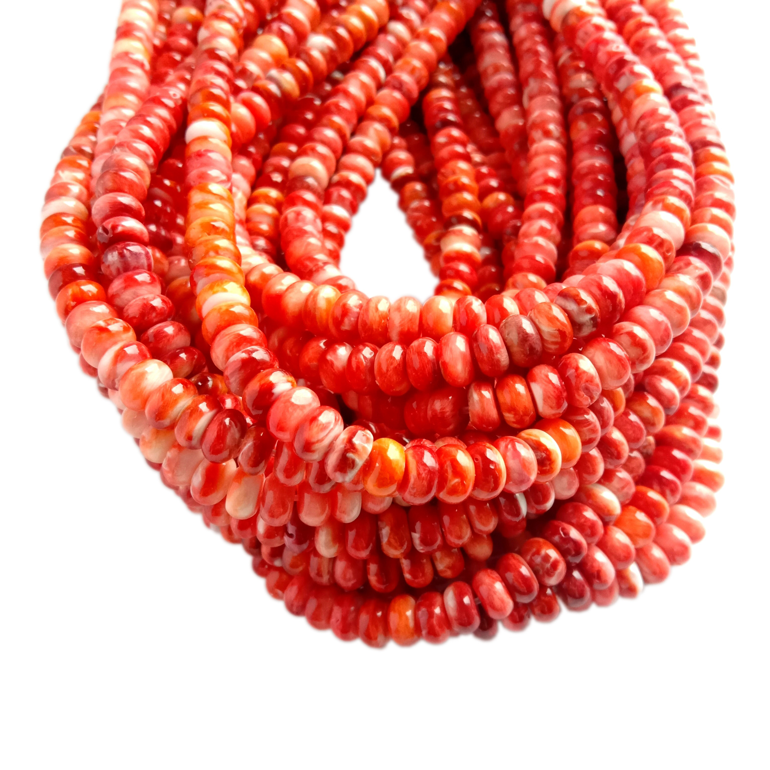 pogranda Natura spina ostroŝelo-perlo 6mm Roundell-formo. Belega natura oranĝa koloro 14