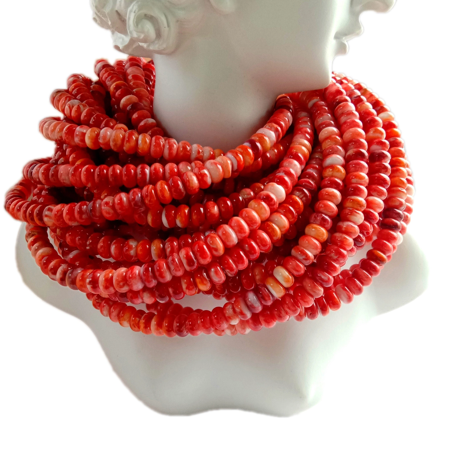 borongan alam spiny cangkang tiram bead 6mm Roundell bentukna. Warna oranyeu alami anu éndah 1