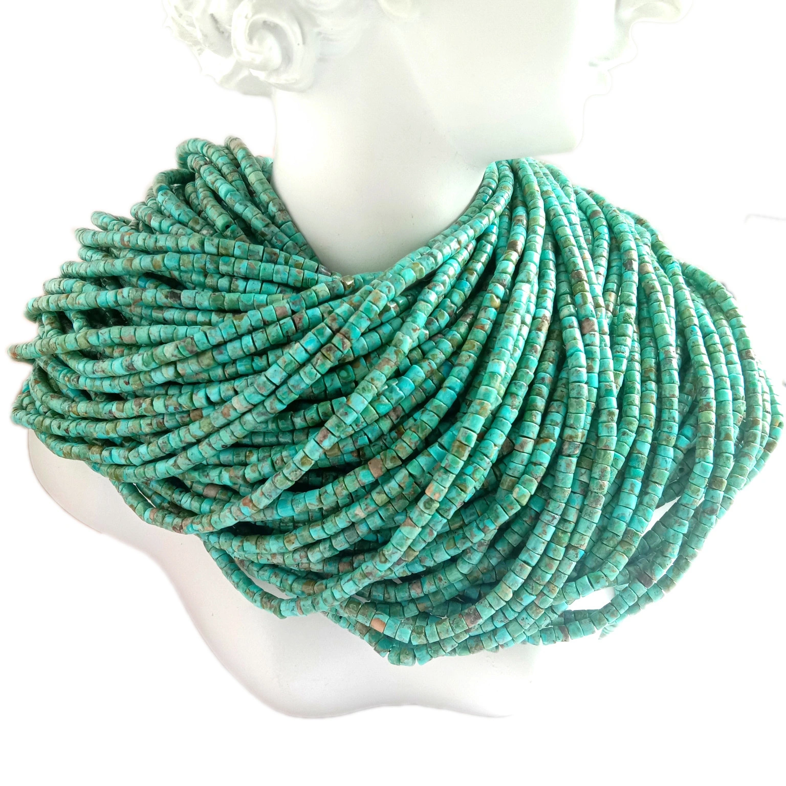 Ezigbo Turquoise Gemstone Grade Blue Round Tube Heishi Loose Beads 16inch Full Strand 1