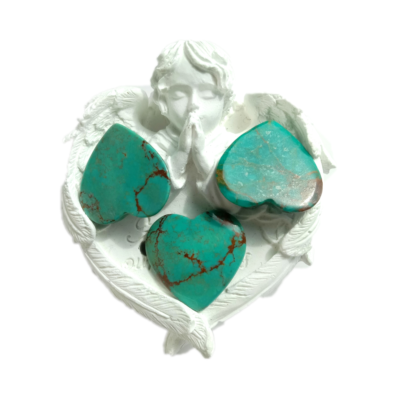 100% Təbii 25 mm mavi Firuzəyi Kiçik Ürək Cabochon Cüt/arxalı 15