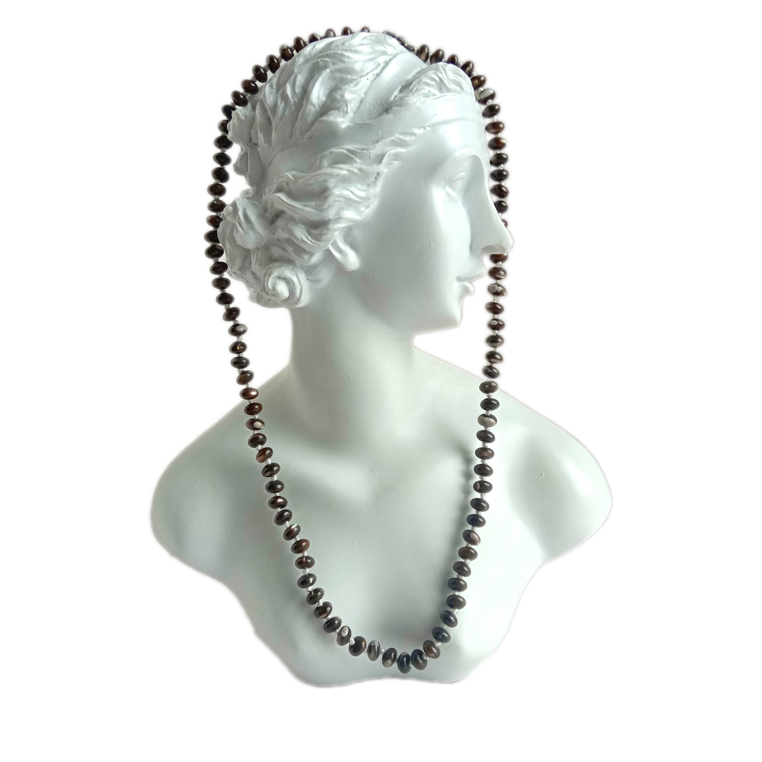 Gjerdan rruaza me gurë të çmuar 100% natyrale me leckë të zezë 14