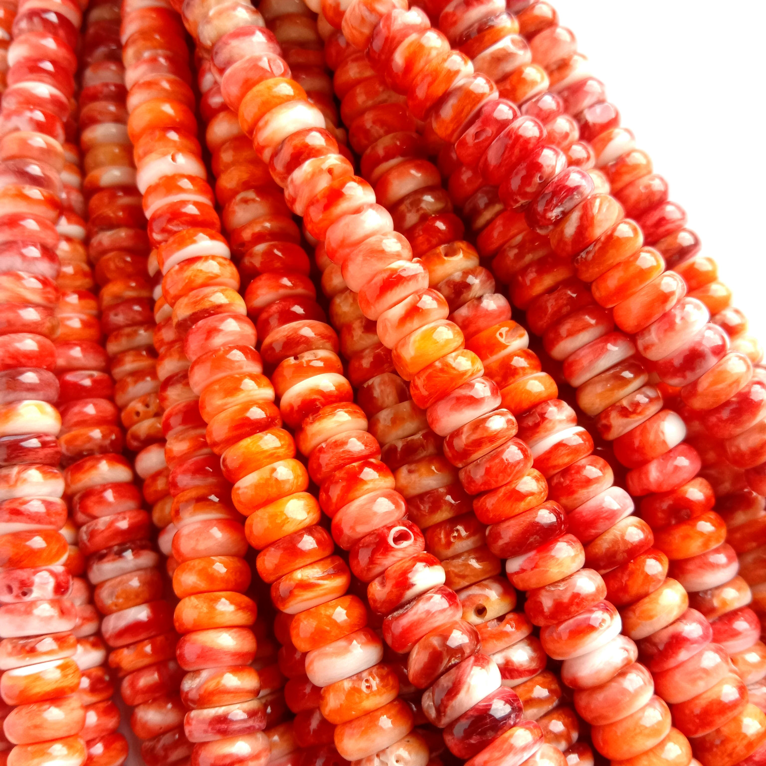 Natural spiny oyster shell bead 6mm Roundell shape Gorgeous natural orange color High quality spiny oyster shell bead 14