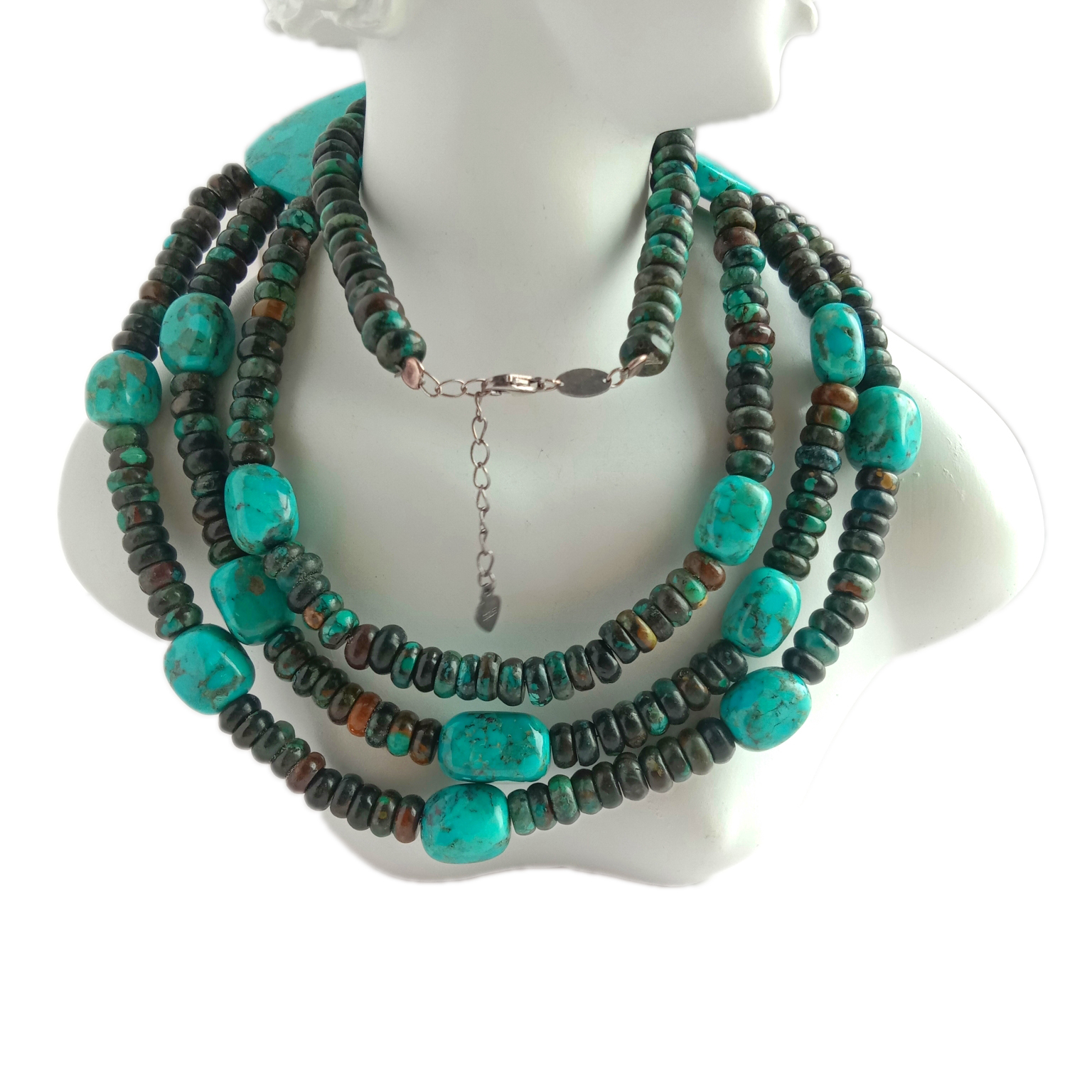 Təbii firuzəyi boyunbağı qarışığı ipli firuzəyi boyunbağı firuzəyi ifadəli boyunbağı 15