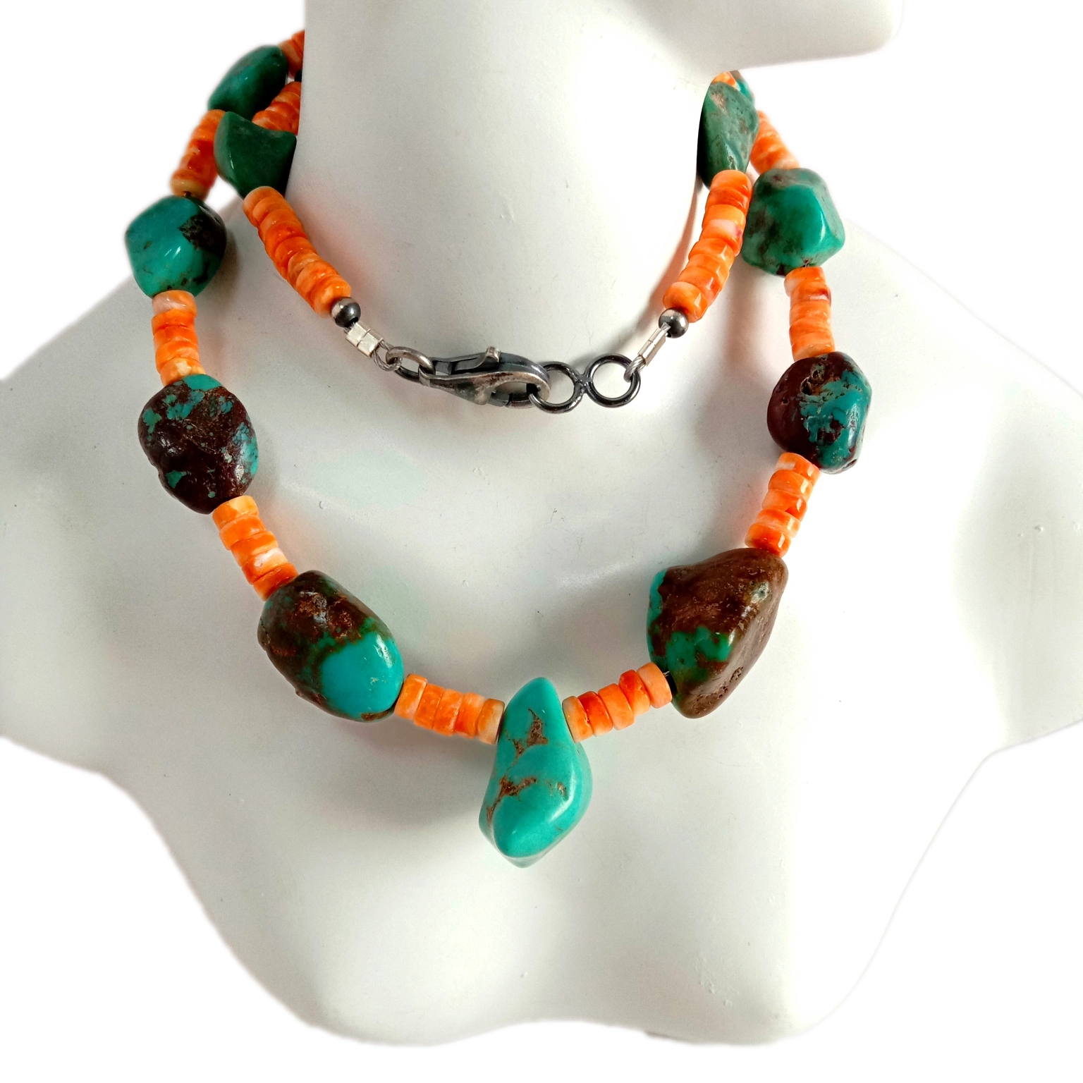 អង្កាំធម្មជាតិ 925 Sterling Silver Turquoise អមជាមួយខ្សែក 1